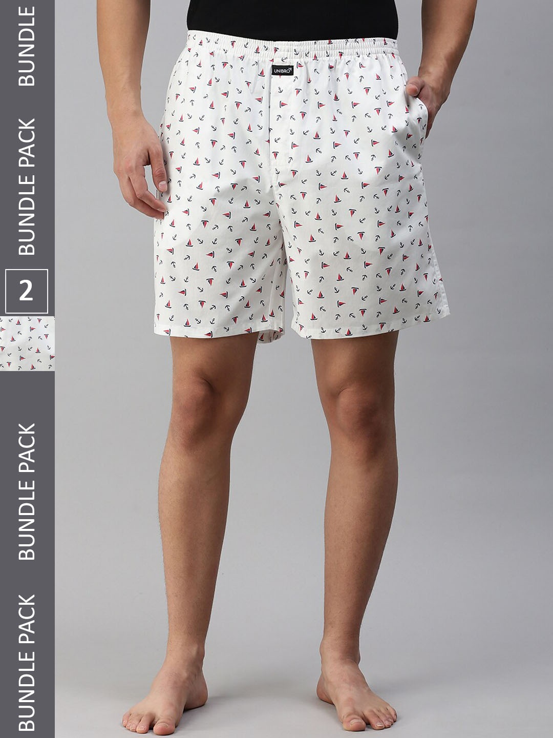

Ramraj Men Pack Of 2 Printed Cotton Long Boxers, Cream