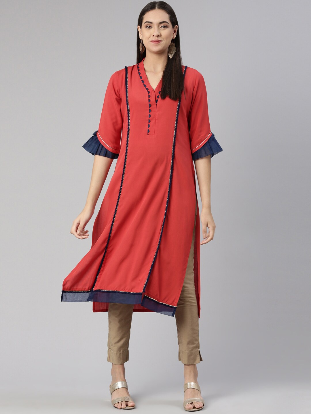 

Neerus Women Rust Kurta