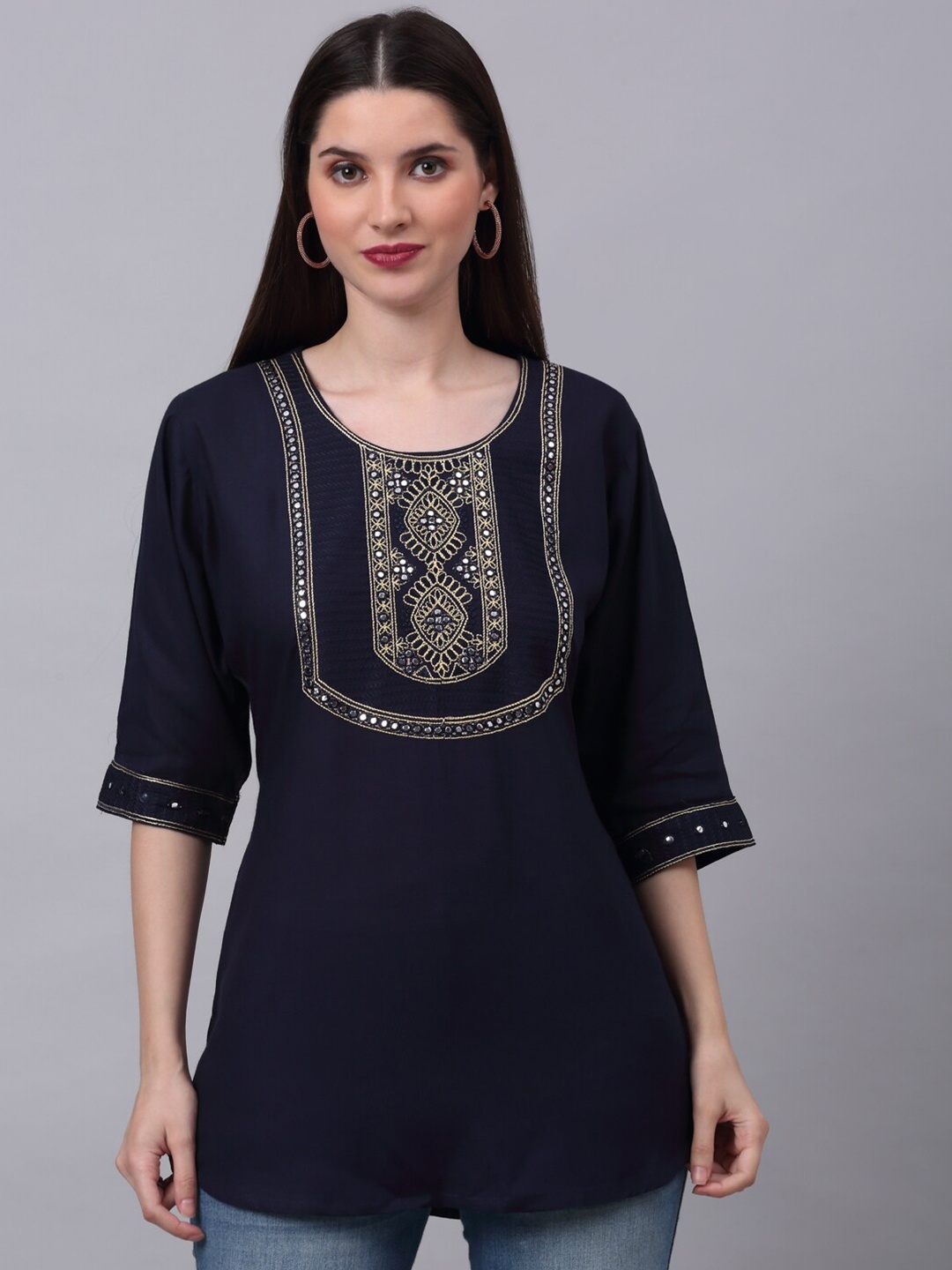 

NEUDIS Embellished Top, Navy blue