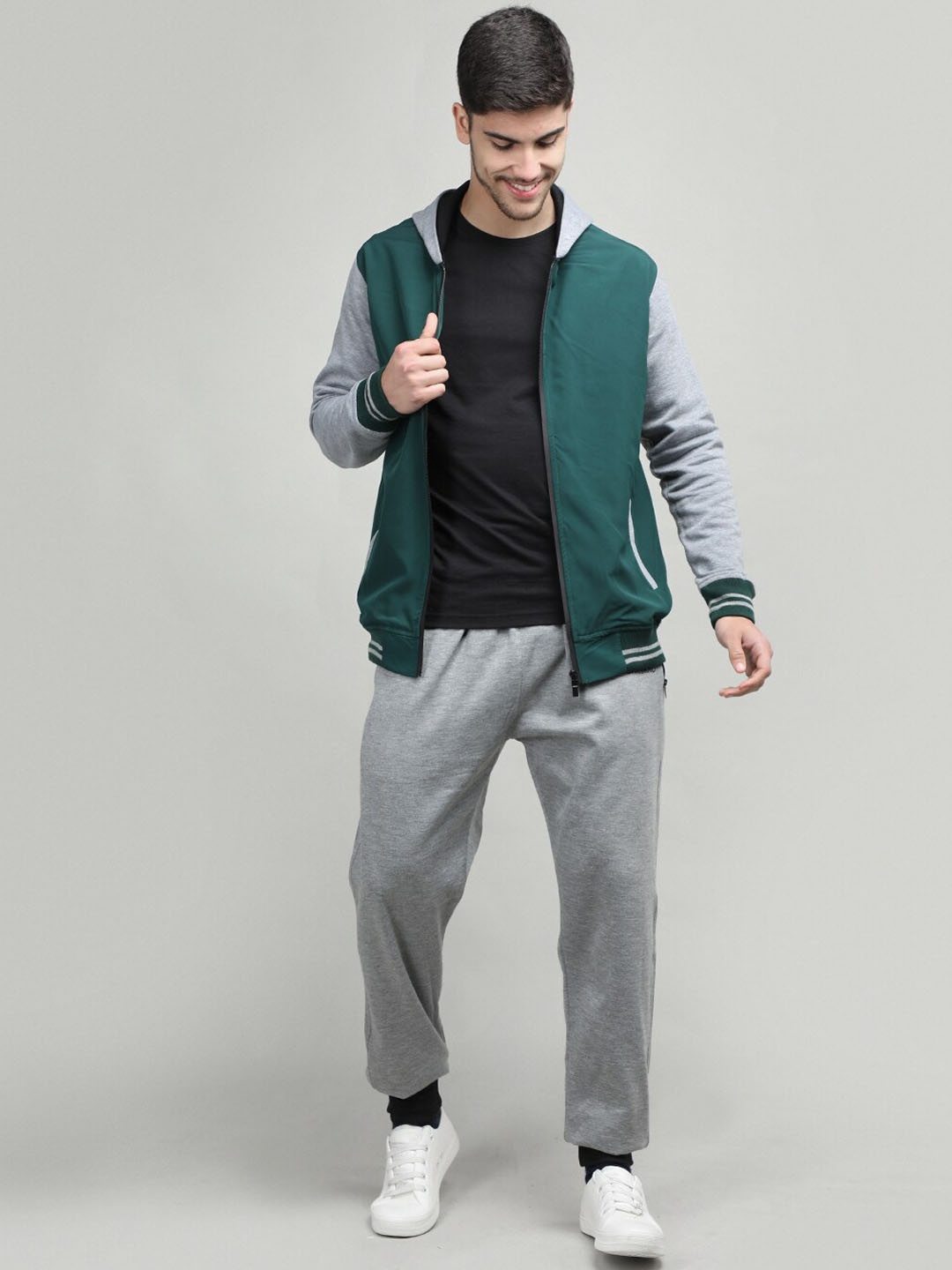 

CHKOKKO Men Fleece Hooded Tracksuit, Green