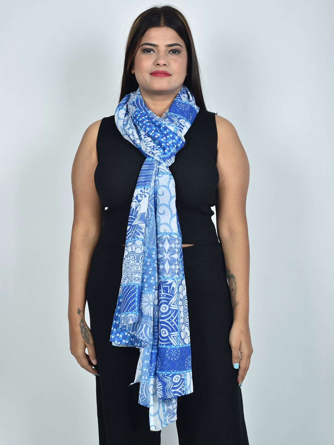 

Rajoria Instyle Women Printed Georgette Scarf, White