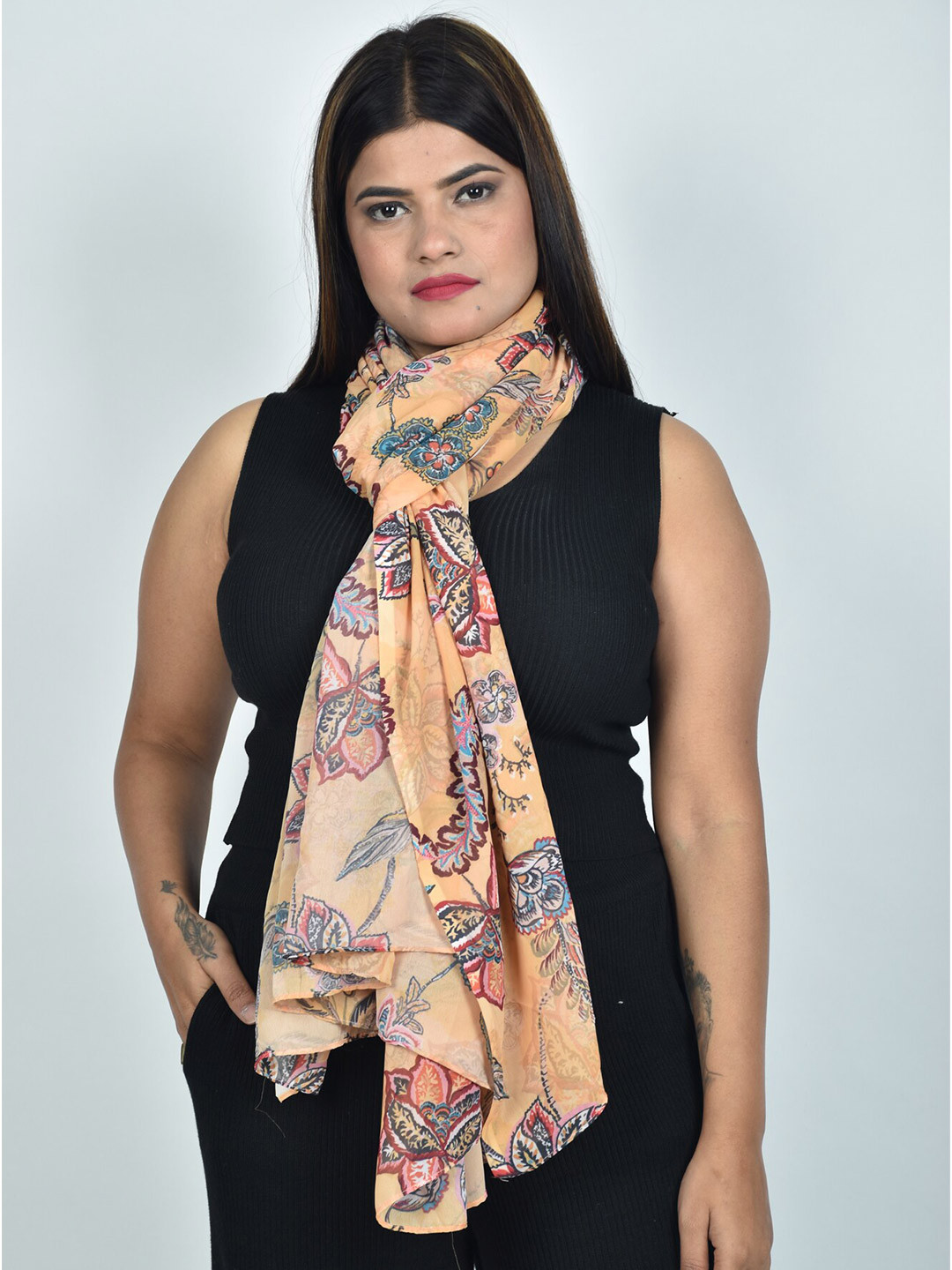 

Rajoria Instyle Women Printed Georgette Scarf, Orange