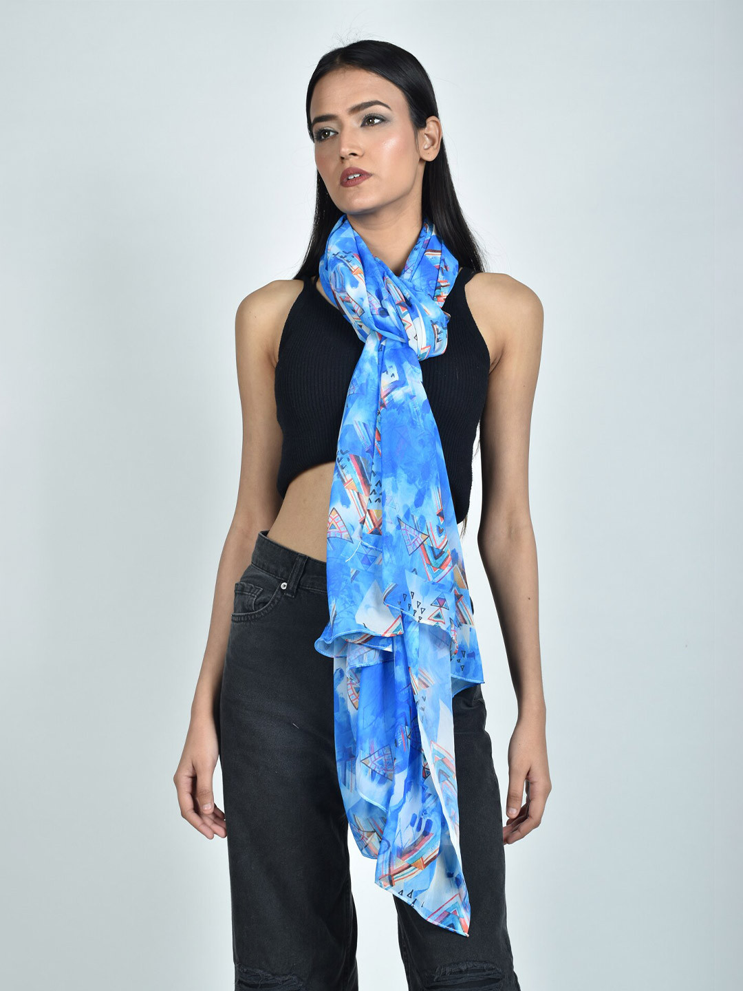 

Rajoria Instyle Women Printed Georgette Scarf, Blue
