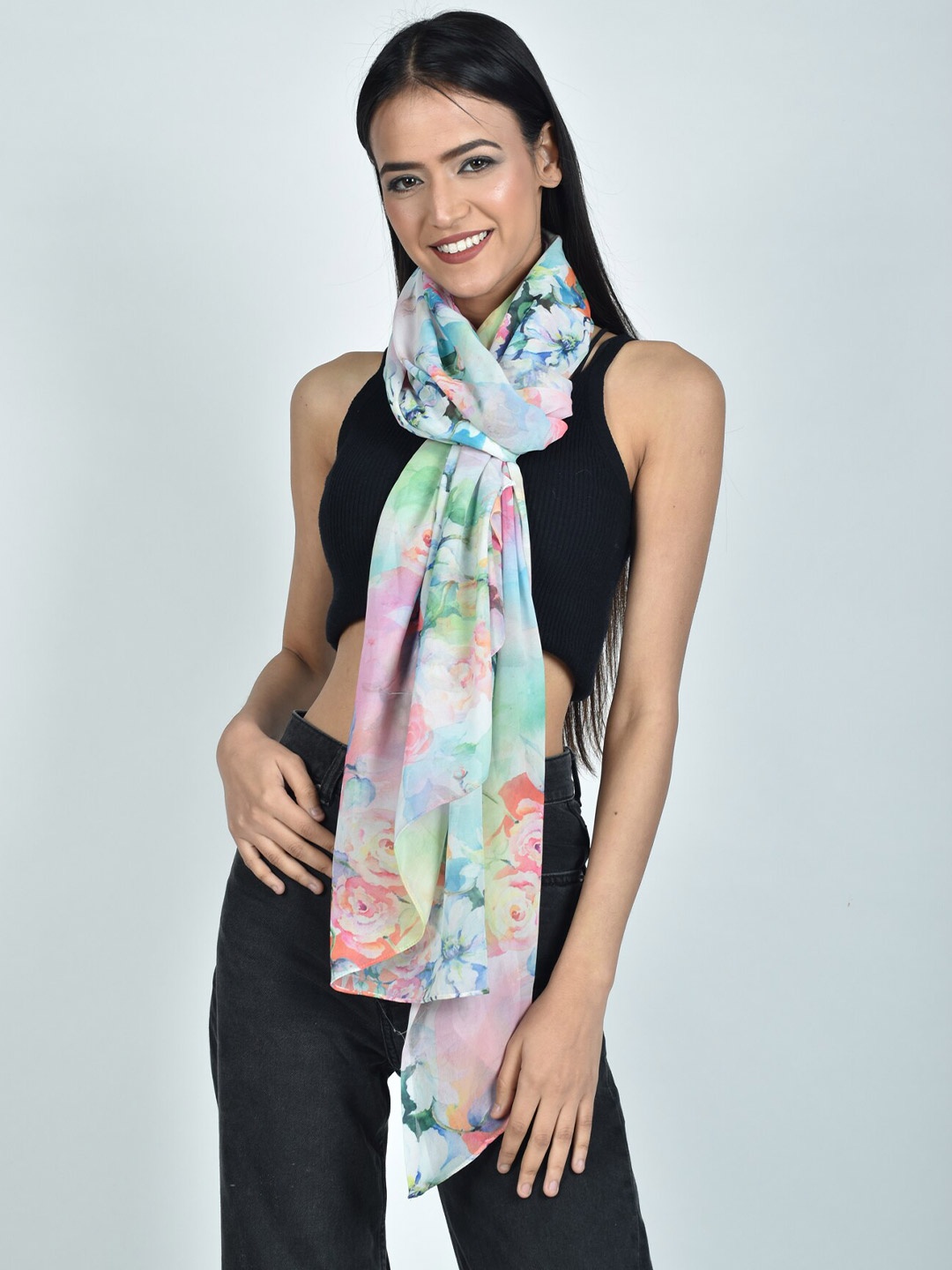 

Rajoria Instyle Women Printed Georgette Scarf, White