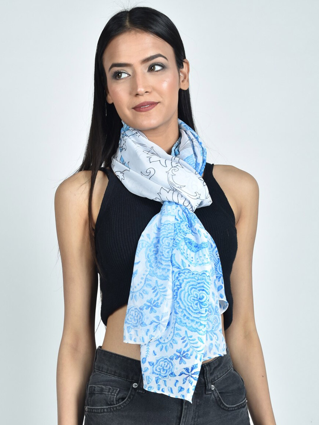 

Rajoria Instyle Women Digital Printed Scarf, Blue