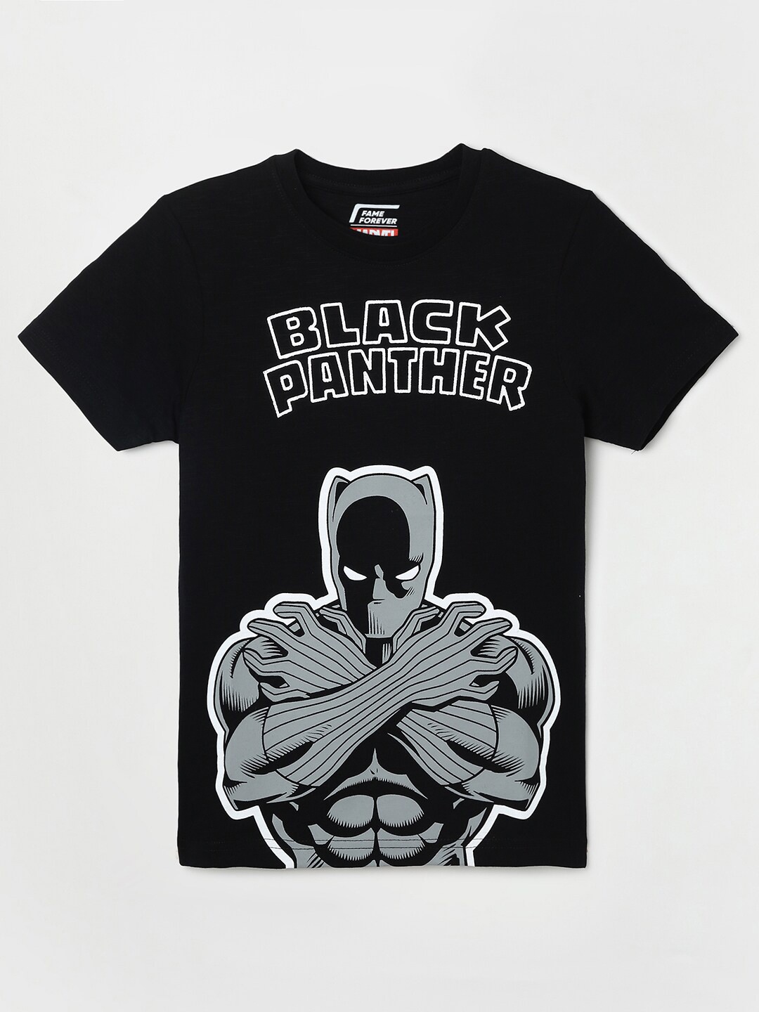 

Fame Forever by Lifestyle Boys Black Panther Printed Pure Cotton T-shirt