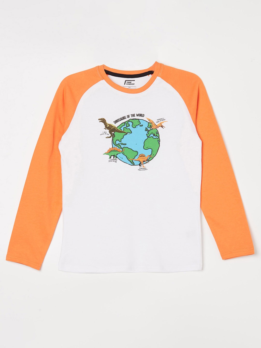 

Fame Forever by Lifestyle Boys Printed Raglan Sleeves Pure Cotton T-shirt, White