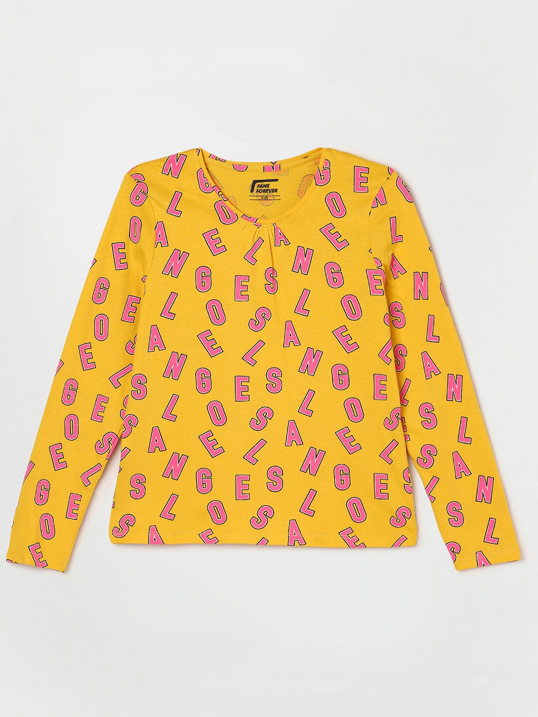 

Fame Forever by Lifestyle Girls Typography Printed Cotton T-shirt, Yellow