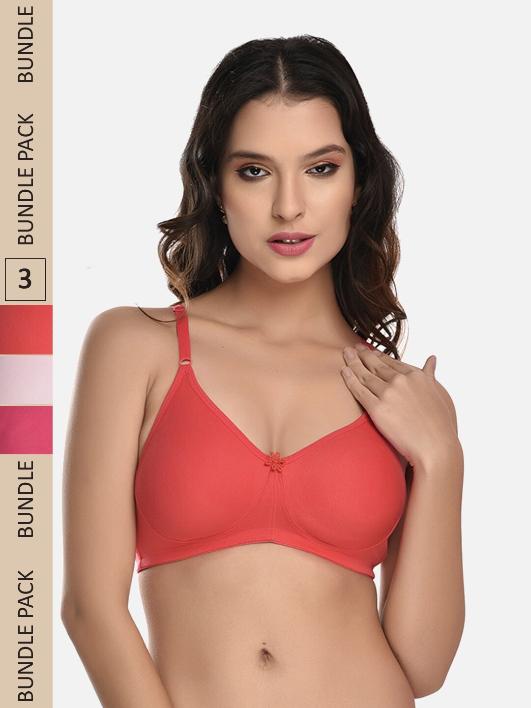 

StyFun Pack of 3 Full Coverage Bra, Fuchsia