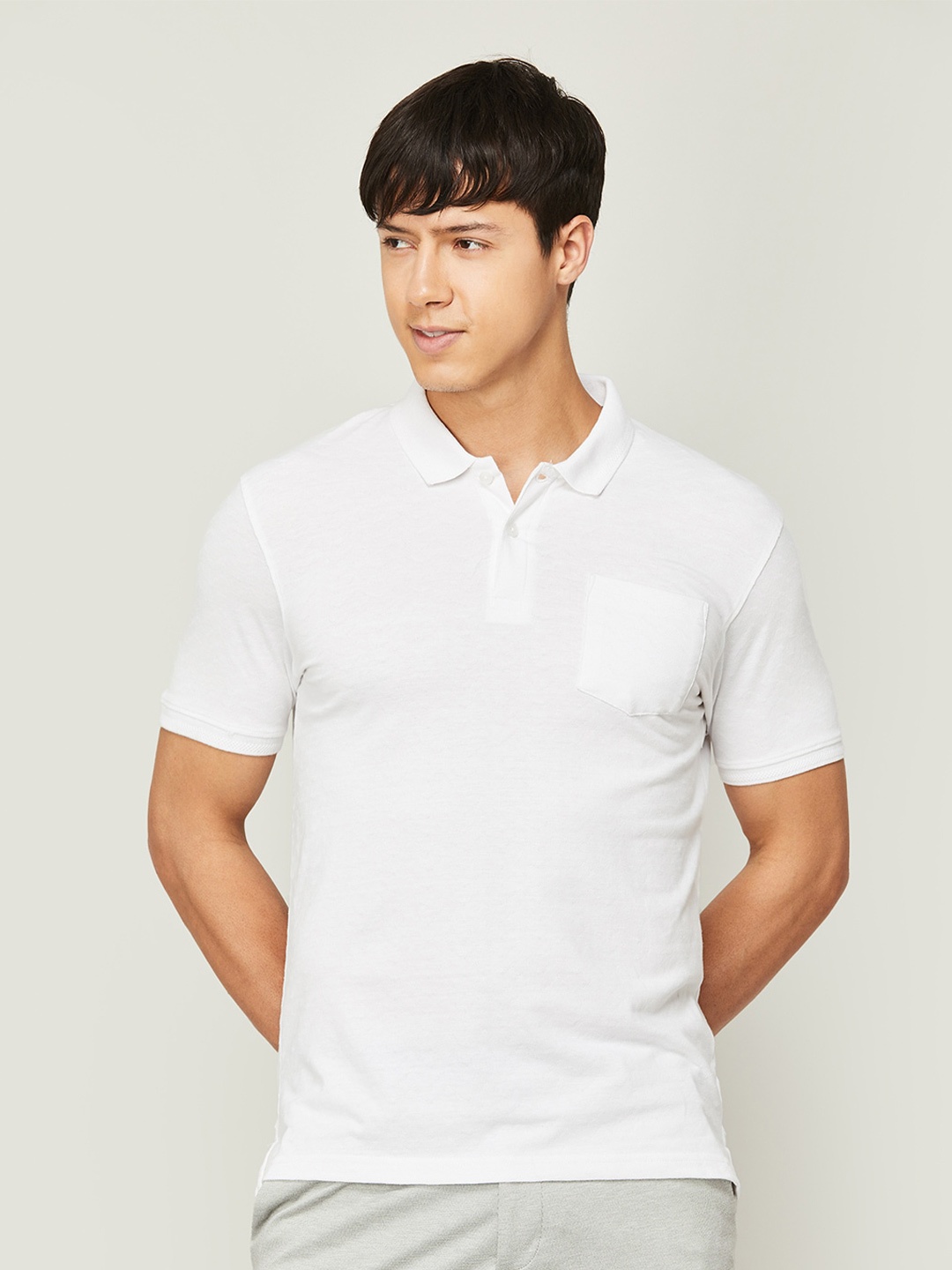 

CODE by Lifestyle Men Polo Collar Cotton T-shirt, White