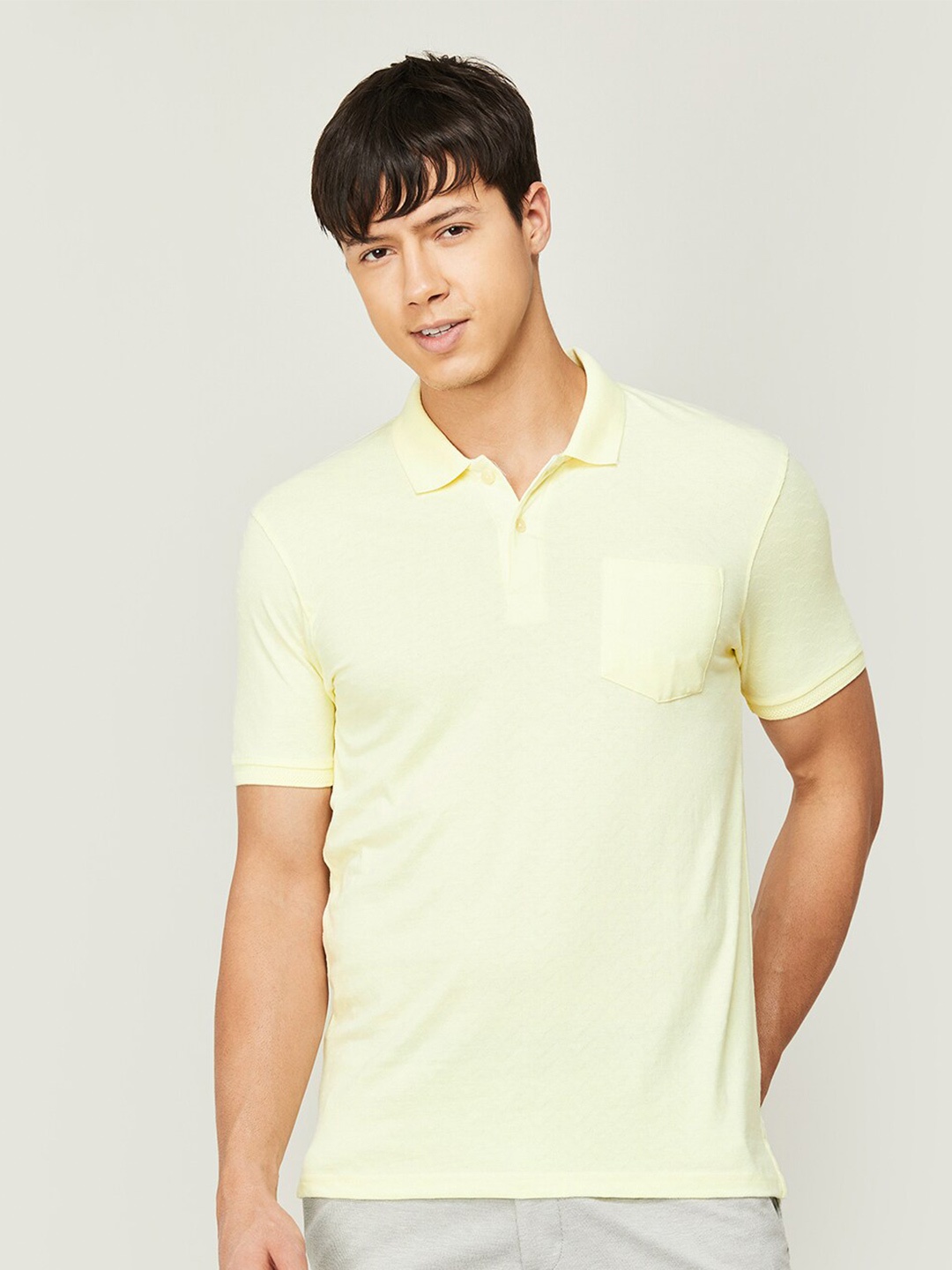 

CODE by Lifestyle Men Polo Collar Cotton T-shirt, Yellow
