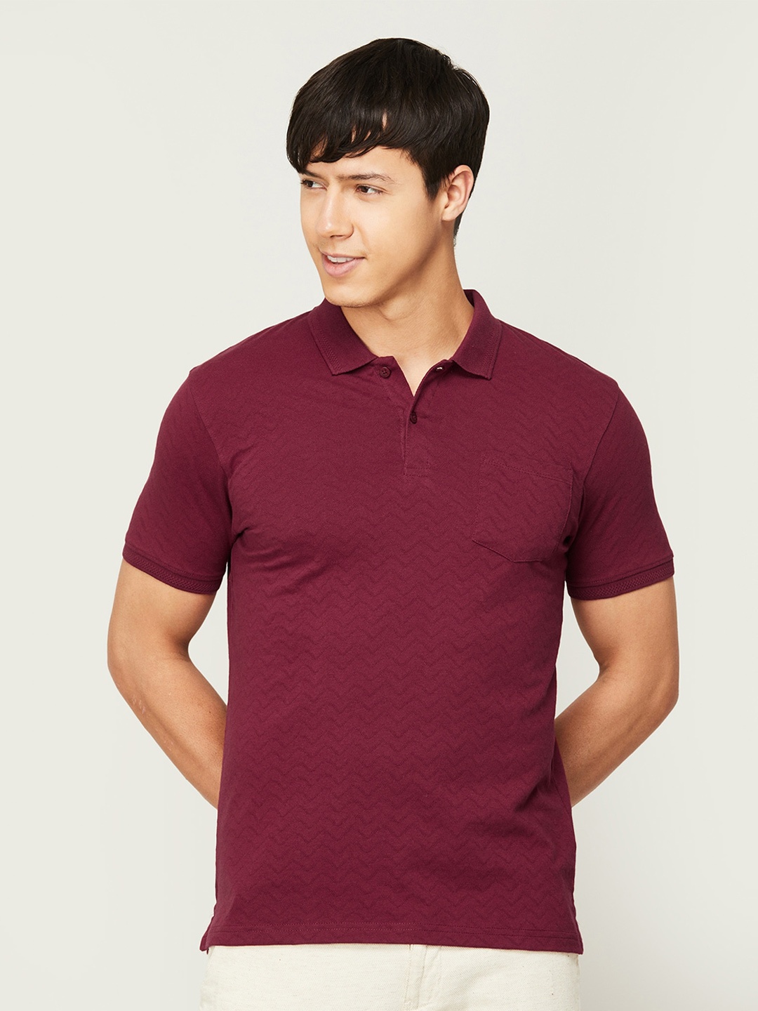 

CODE by Lifestyle Men Polo Collar Cotton T-shirt, Maroon