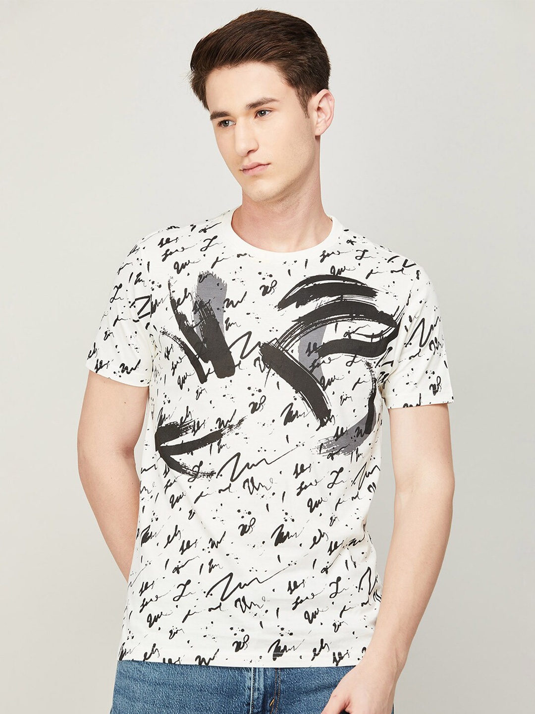

Forca Men Graphic Printed Cotton T-shirt, White