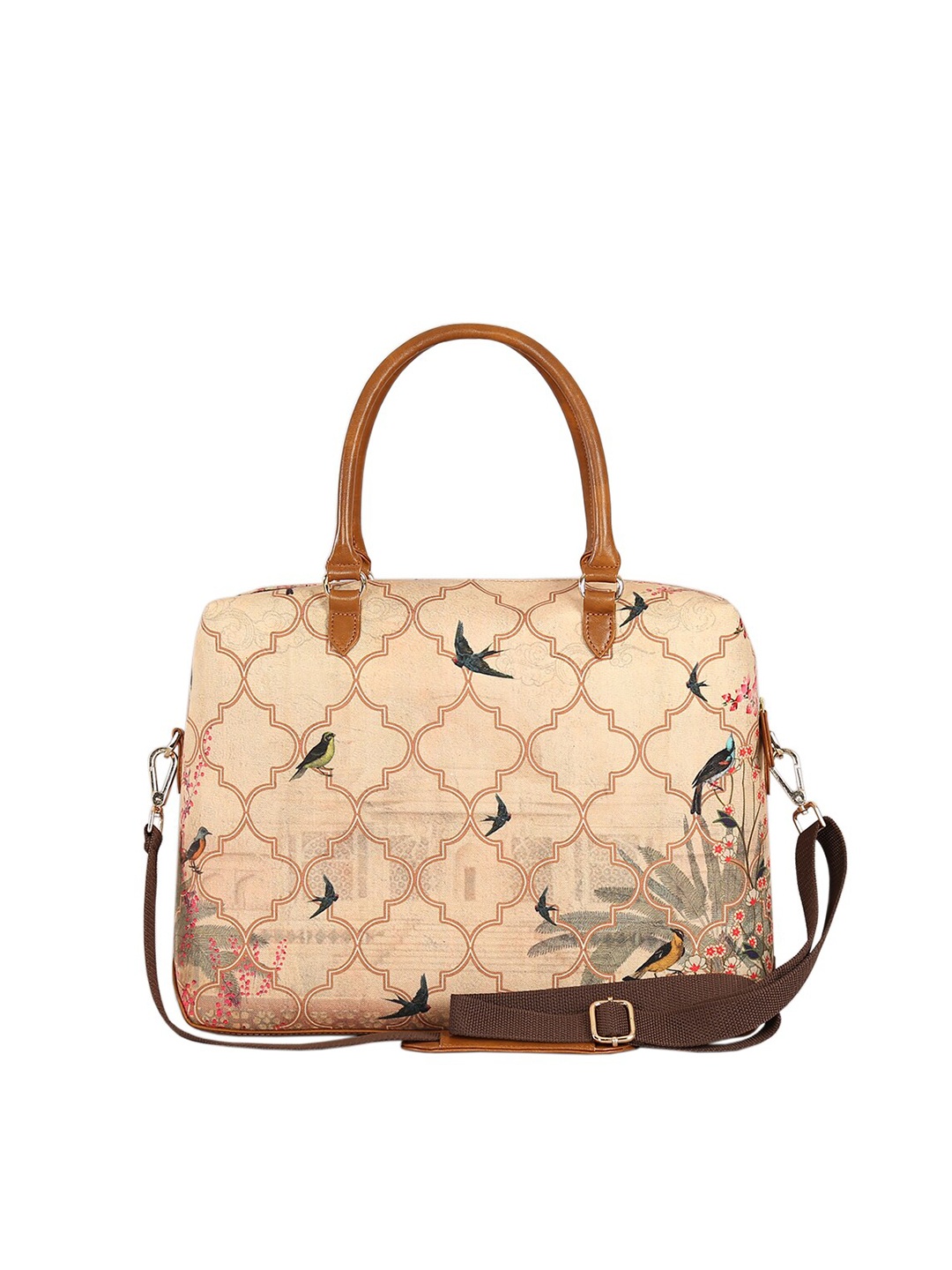 

India Circus by Krsnaa Mehta Printed Fabric Laptop Bag, Beige