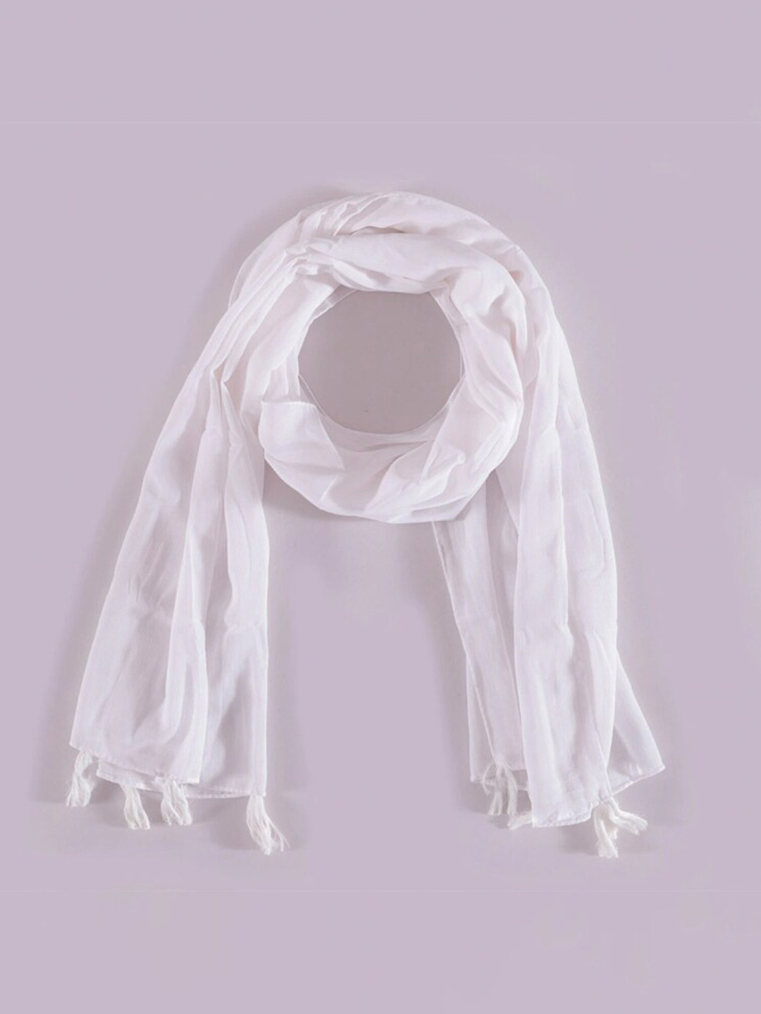 

Kastner Women Cotton Tasselled Scarf, White