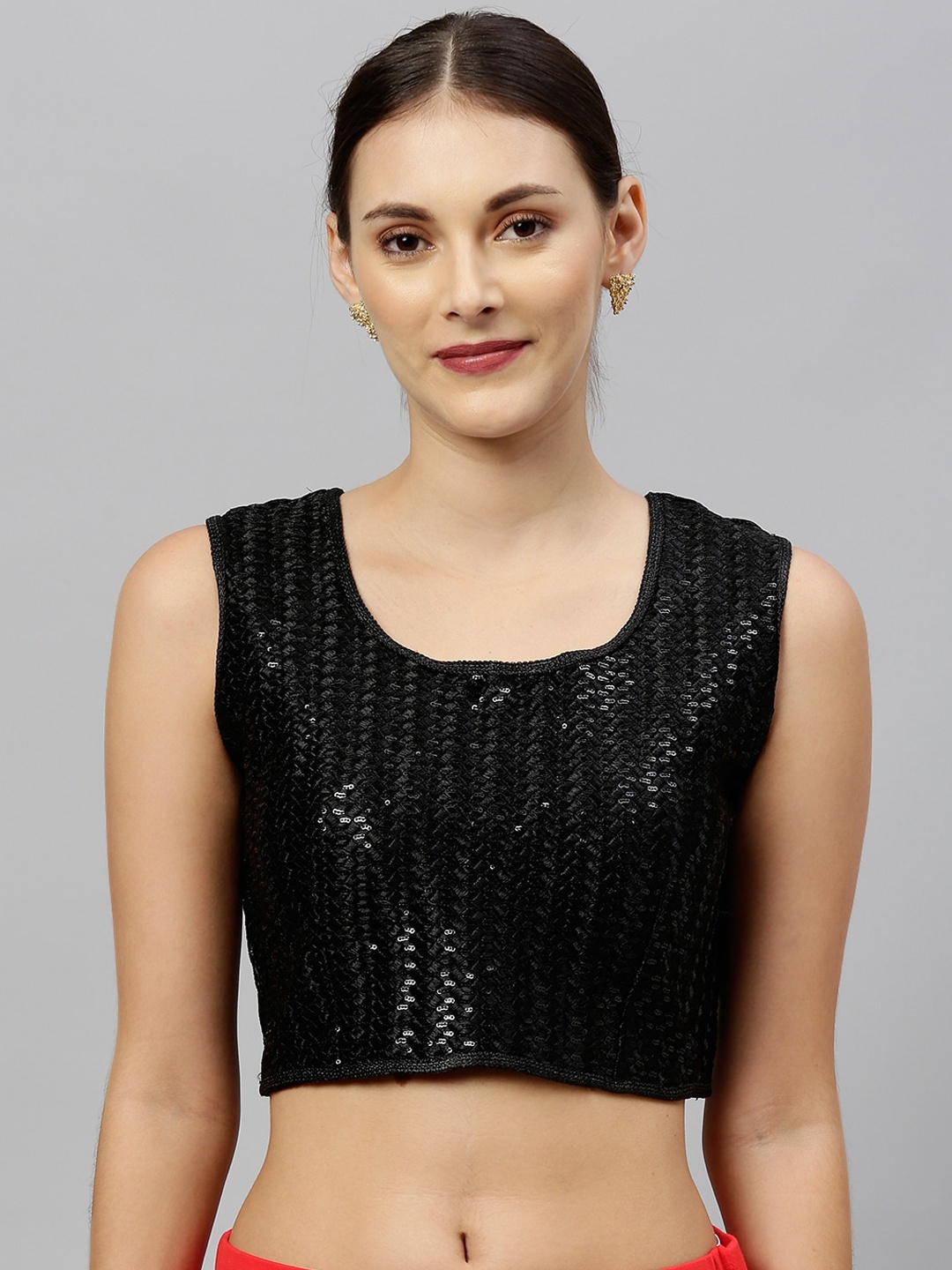 

Fab Viva Sequence Embroidered Silk Blouse, Black