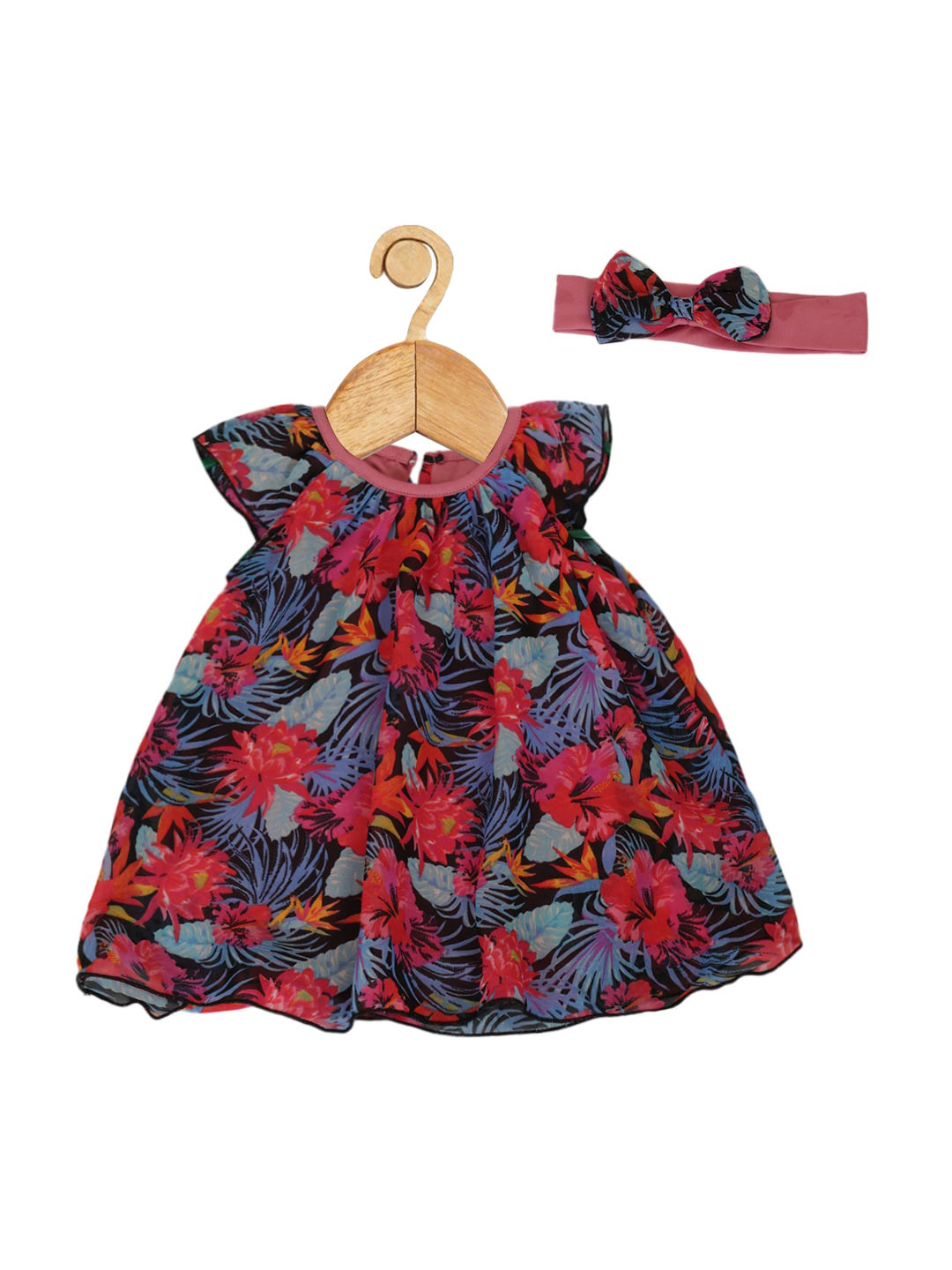 

Creative Kids Girls Floral Printed Cap Sleeves A-Line Dress, Multi