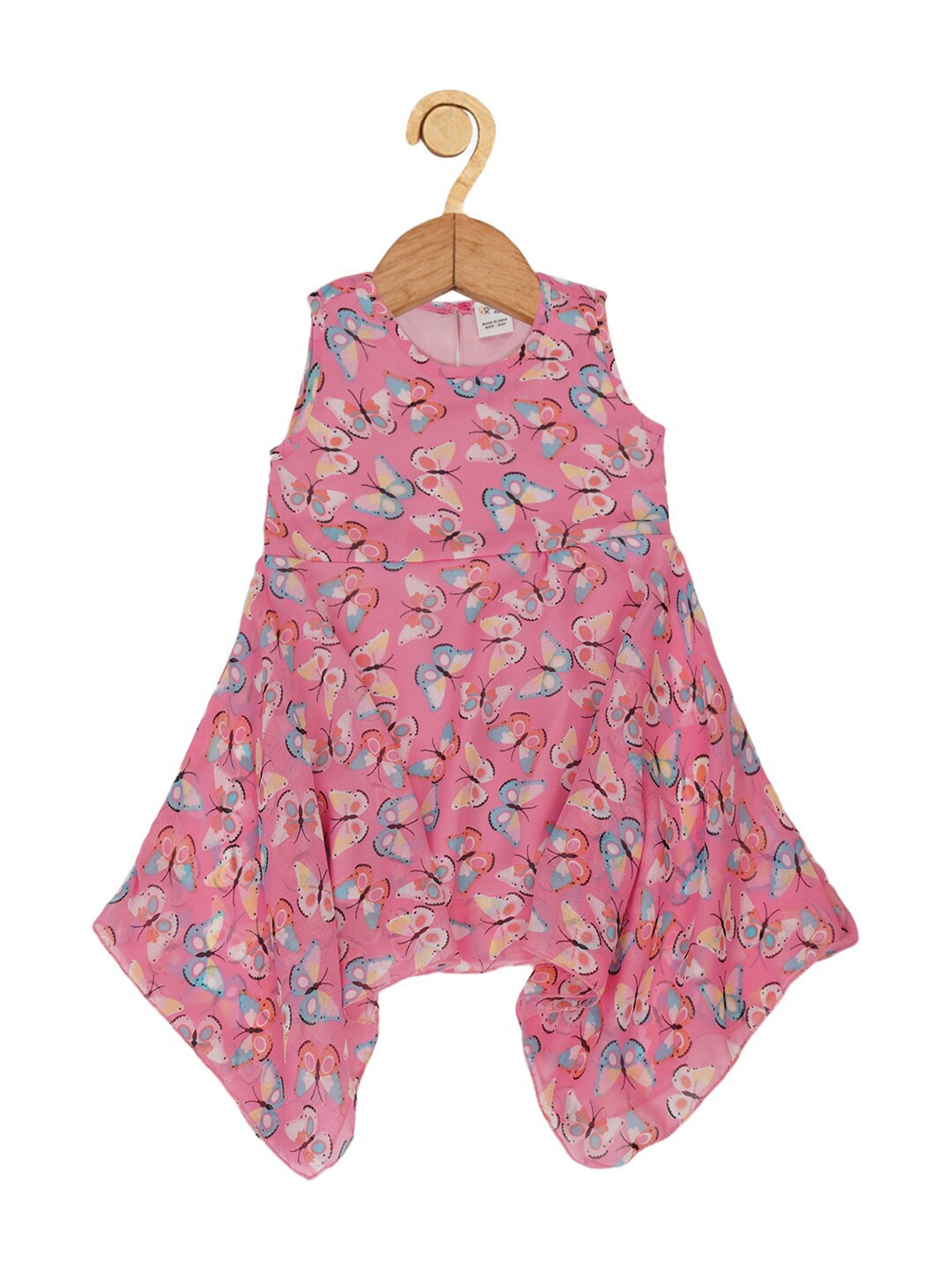 

Creative Kids Girls Conversational Printed Asymmetric A-Line Dress, Pink