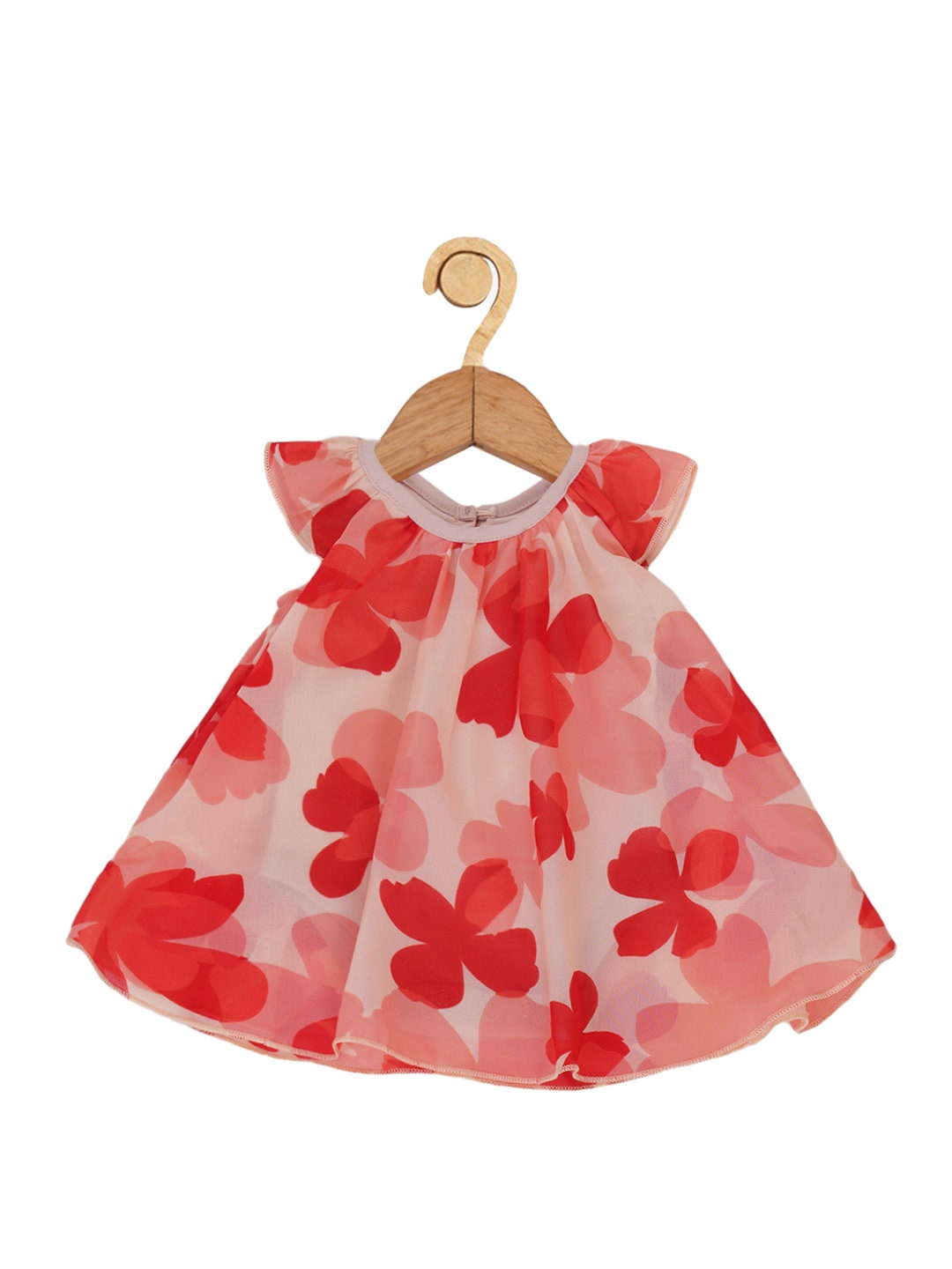 

Creative Kids Girls Floral Printed Cap Sleeves A-Line Dress, Red