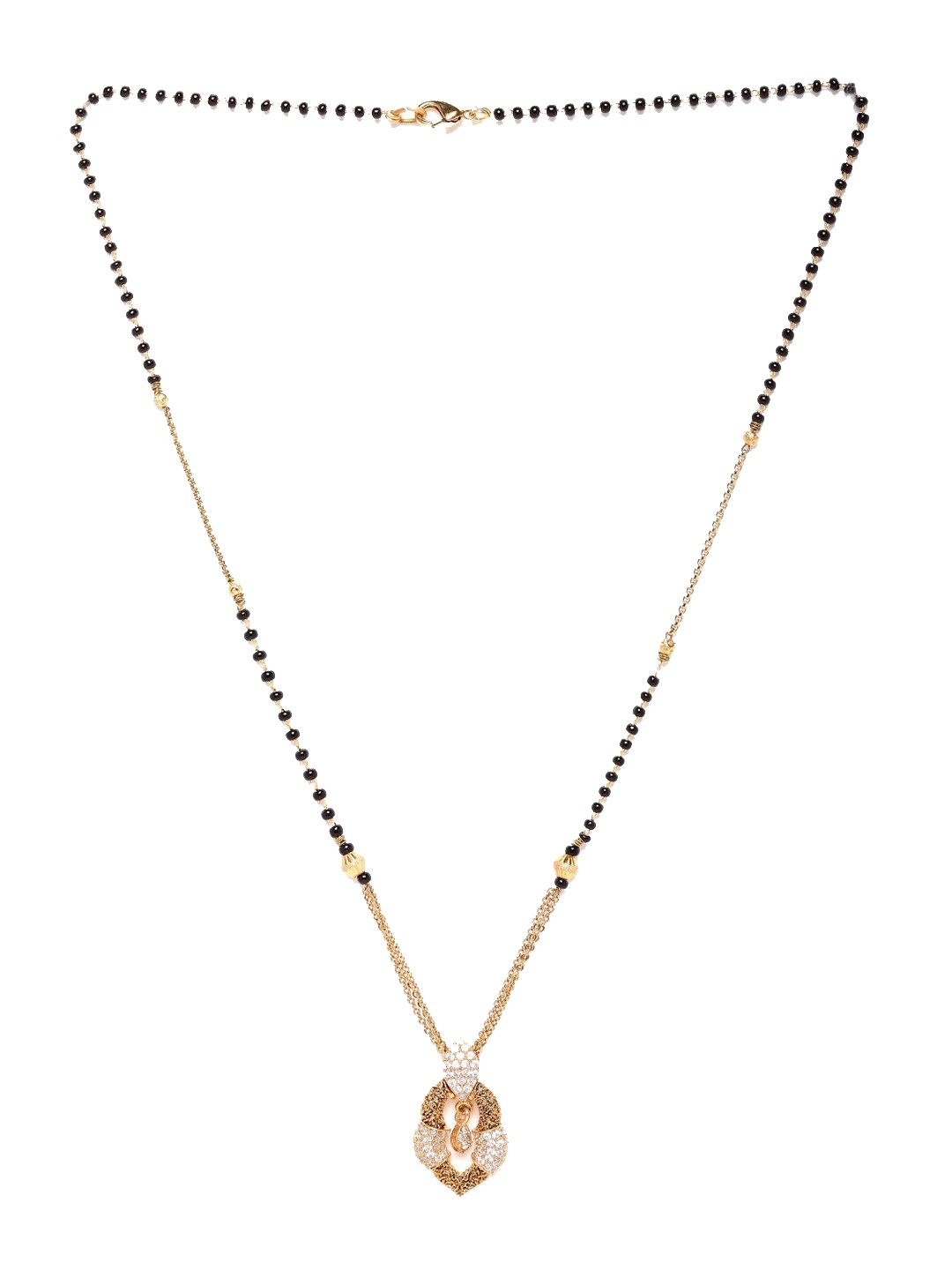 

JEWELS GEHNA Gold-Plated AD-Studded & Beaded Mangalsutra, White