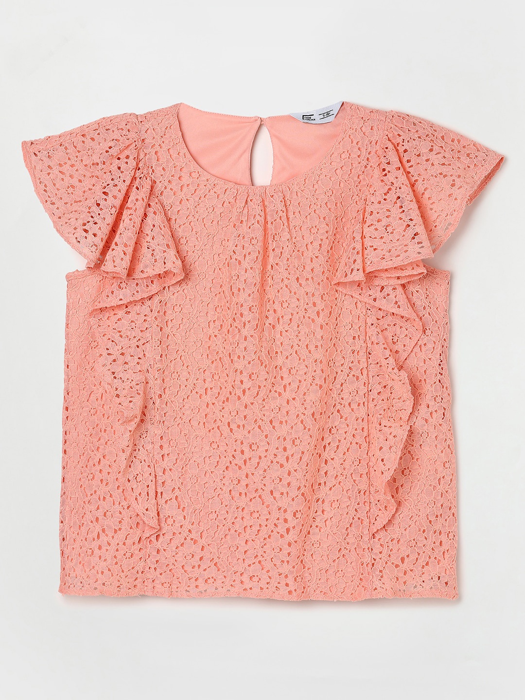 

Fame Forever by Lifestyle Girls Self Design Ruffled Top, Peach