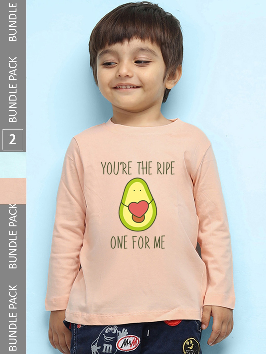 

NUSYL Kids Pack Of 2 Typography Printed T-shirt, Peach
