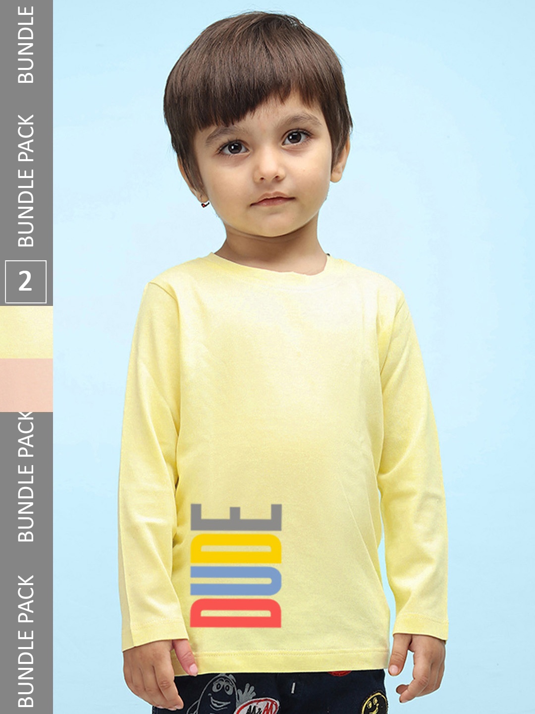 

NUSYL Kids Yellow 2 Printed Pure Cotton T-shirt