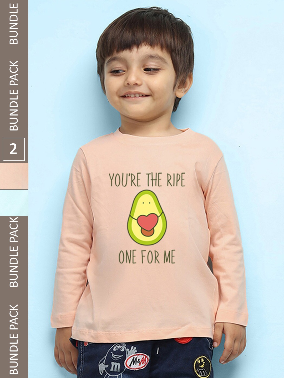 

NUSYL Kids Pack Of 2 Round Neck Pure Cotton T-shirt, Peach