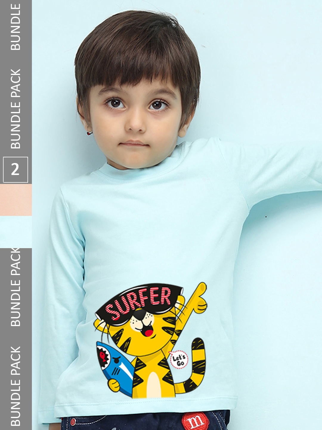 

NUSYL Kids Pack Of 2 Graphic Printed Cotton T-shirt, Blue