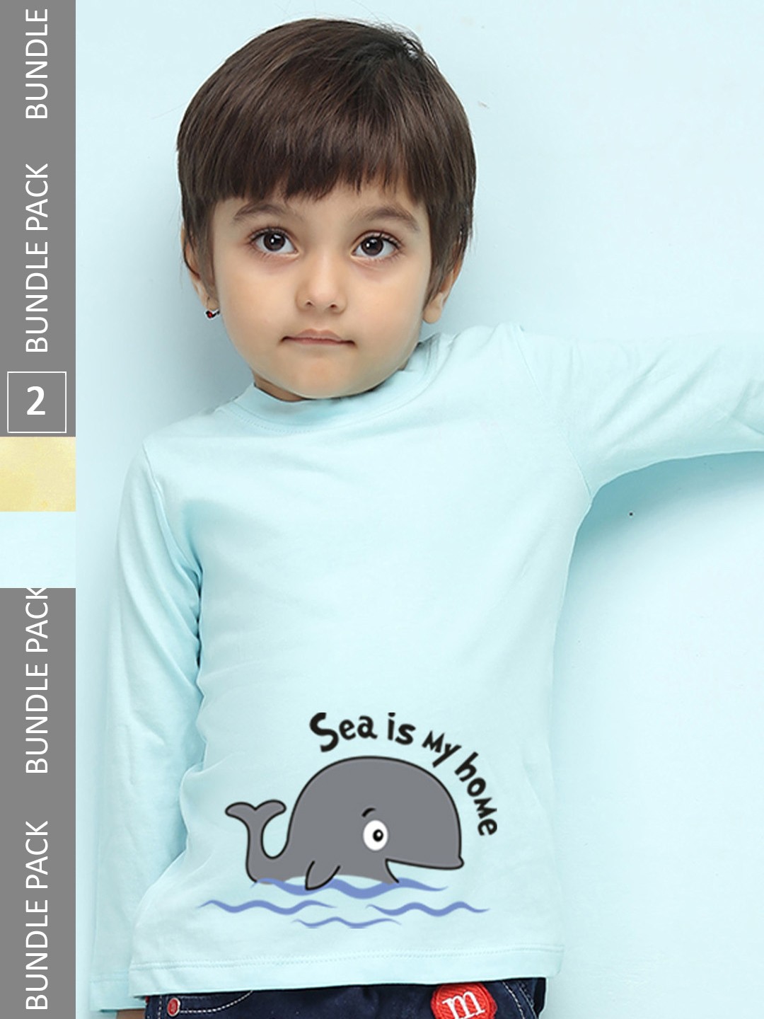 

NUSYL Kids Yellow & Blue 2 Printed T-shirt