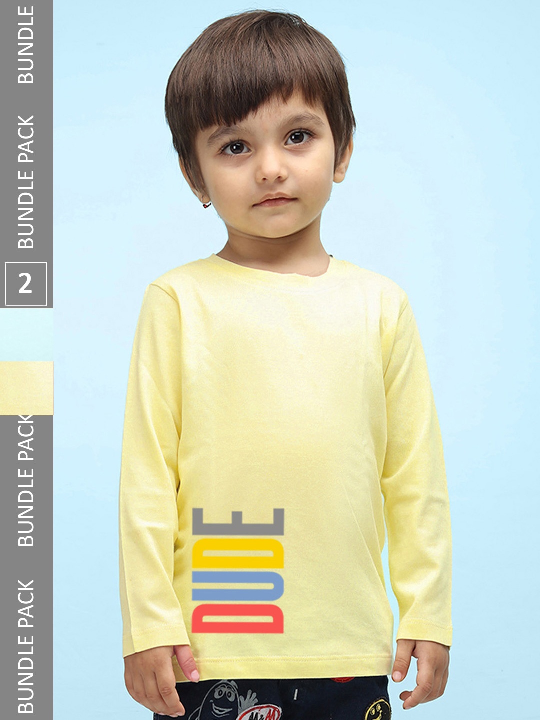 

NUSYL Kids Pack Of 2 Round Neck Typography Printed Pure Cotton T-shirt, Yellow