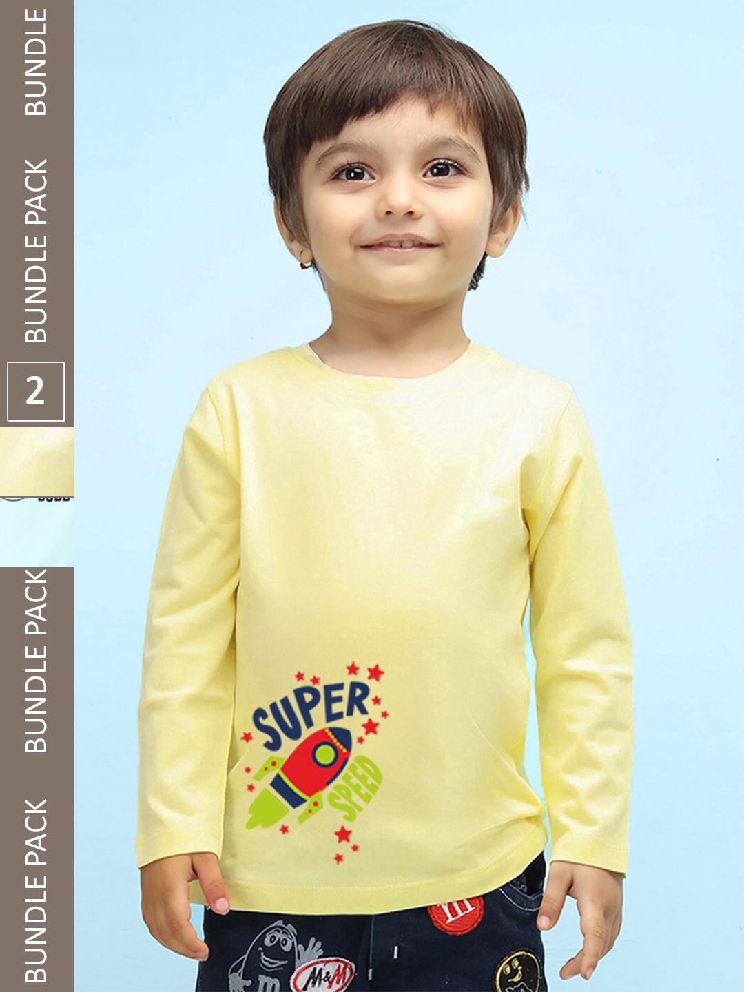 

NUSYL Kids Pack Of 2 Printed Pure Cotton T-shirt, Yellow