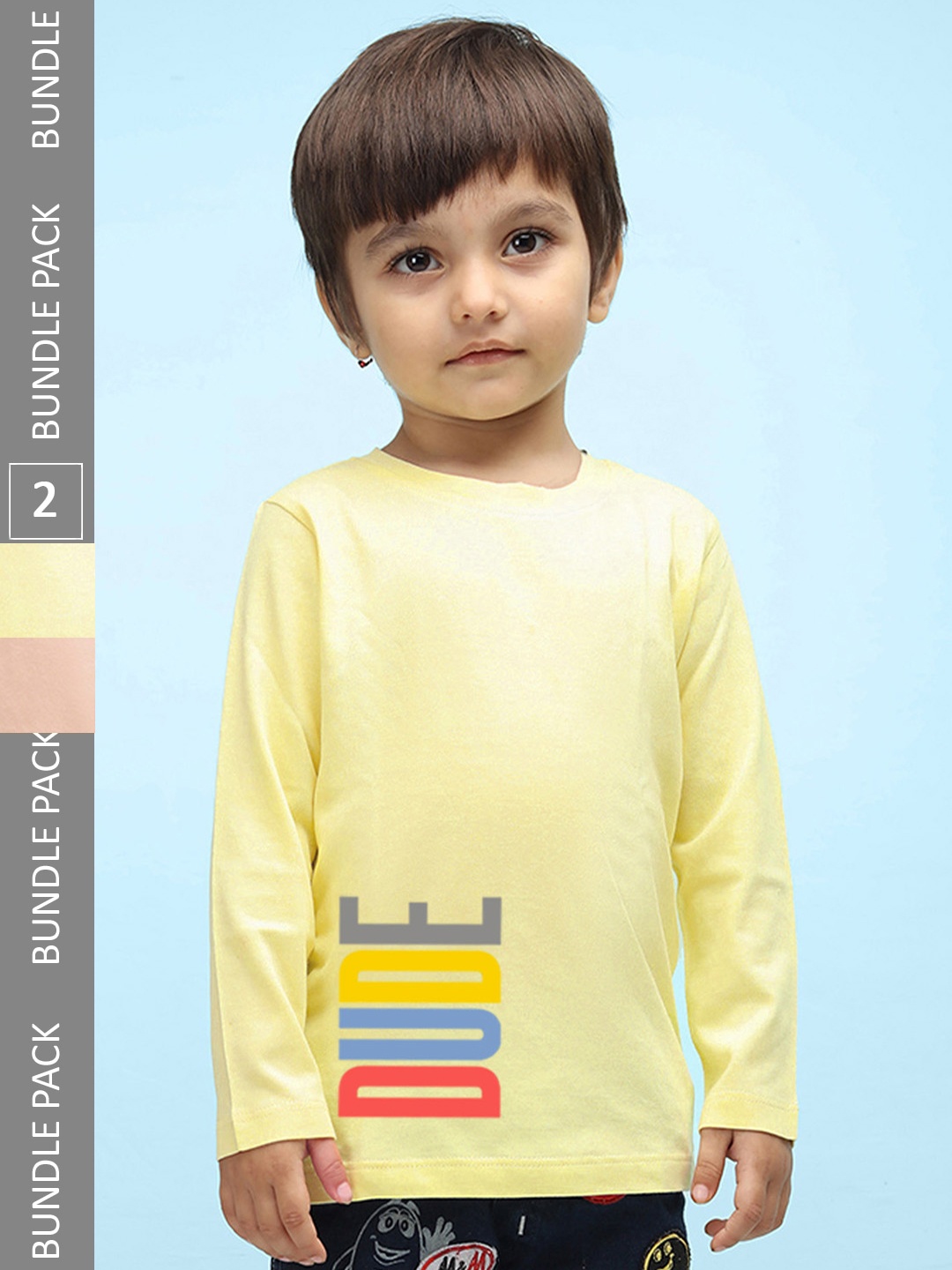 

NUSYL Kids Pack Of 2 Typography Printed Pure Cotton T-shirt, Peach