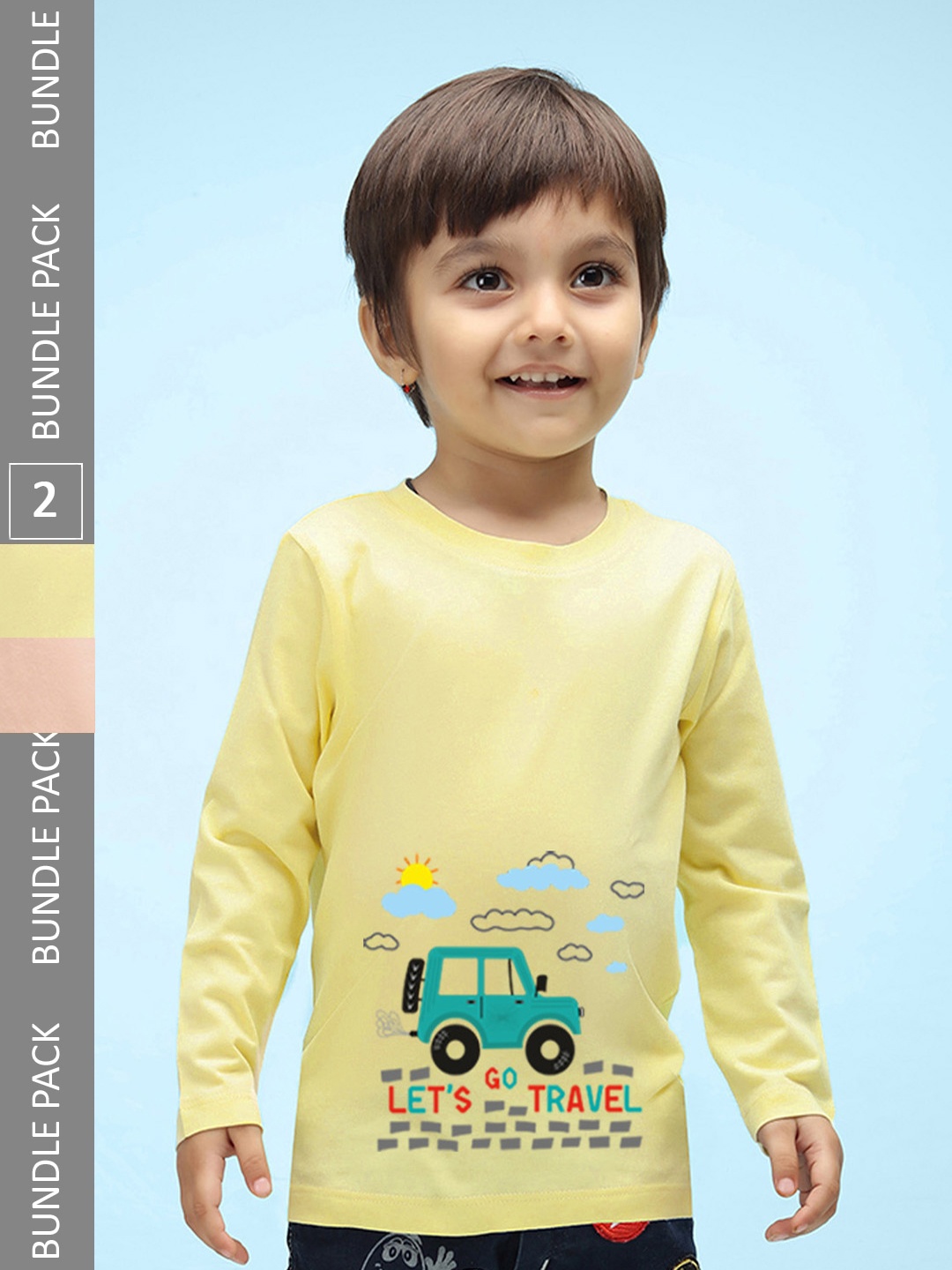 

NUSYL Kids Yellow & Blue Pack Of 2 Printed T-shirt