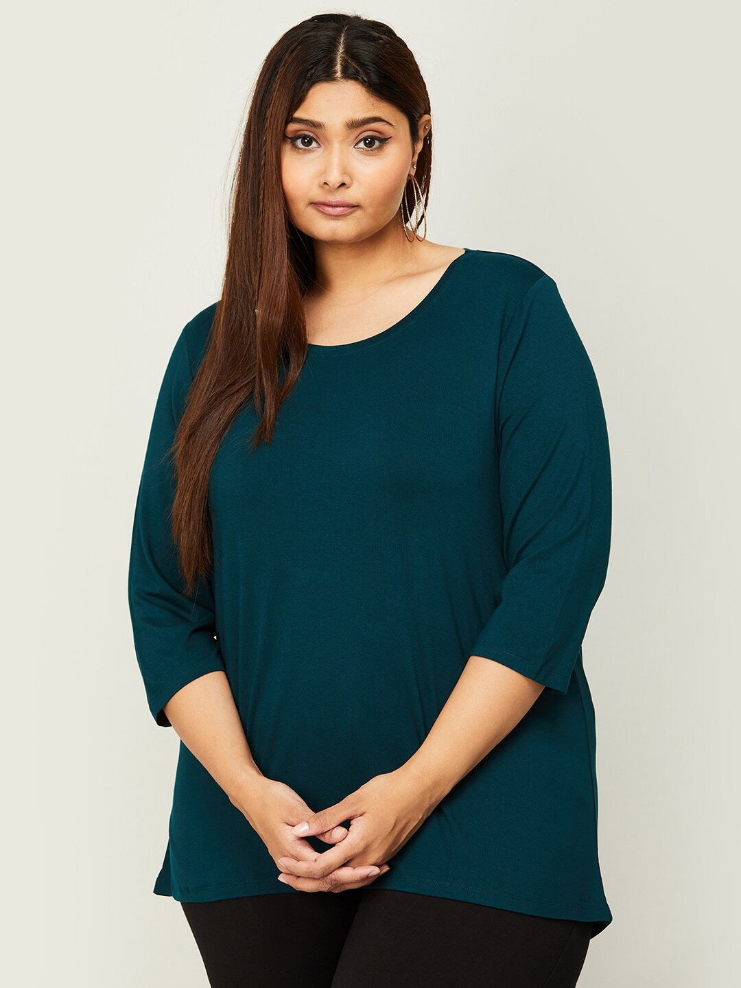 

Nexus by Lifestyle Plus Size Women Round Neck Longline top, Green