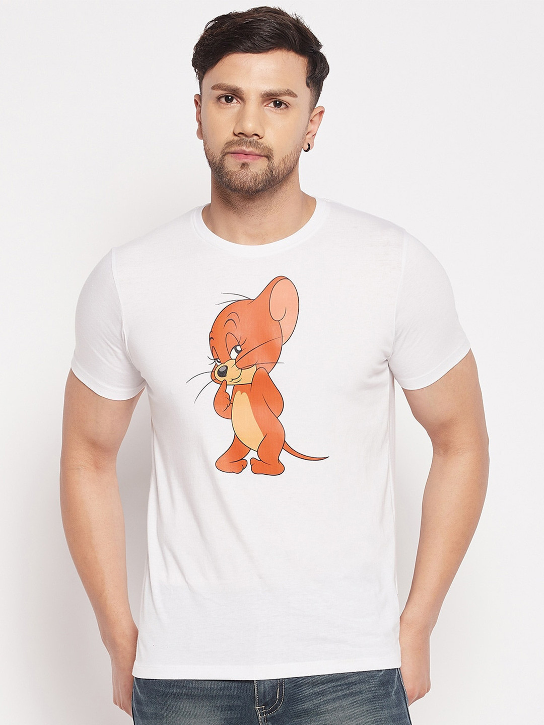 

Tom & Jerry by Wear Your Mind Round Neck Tom & Jerry Printed Pure Cotton T-shirt, White