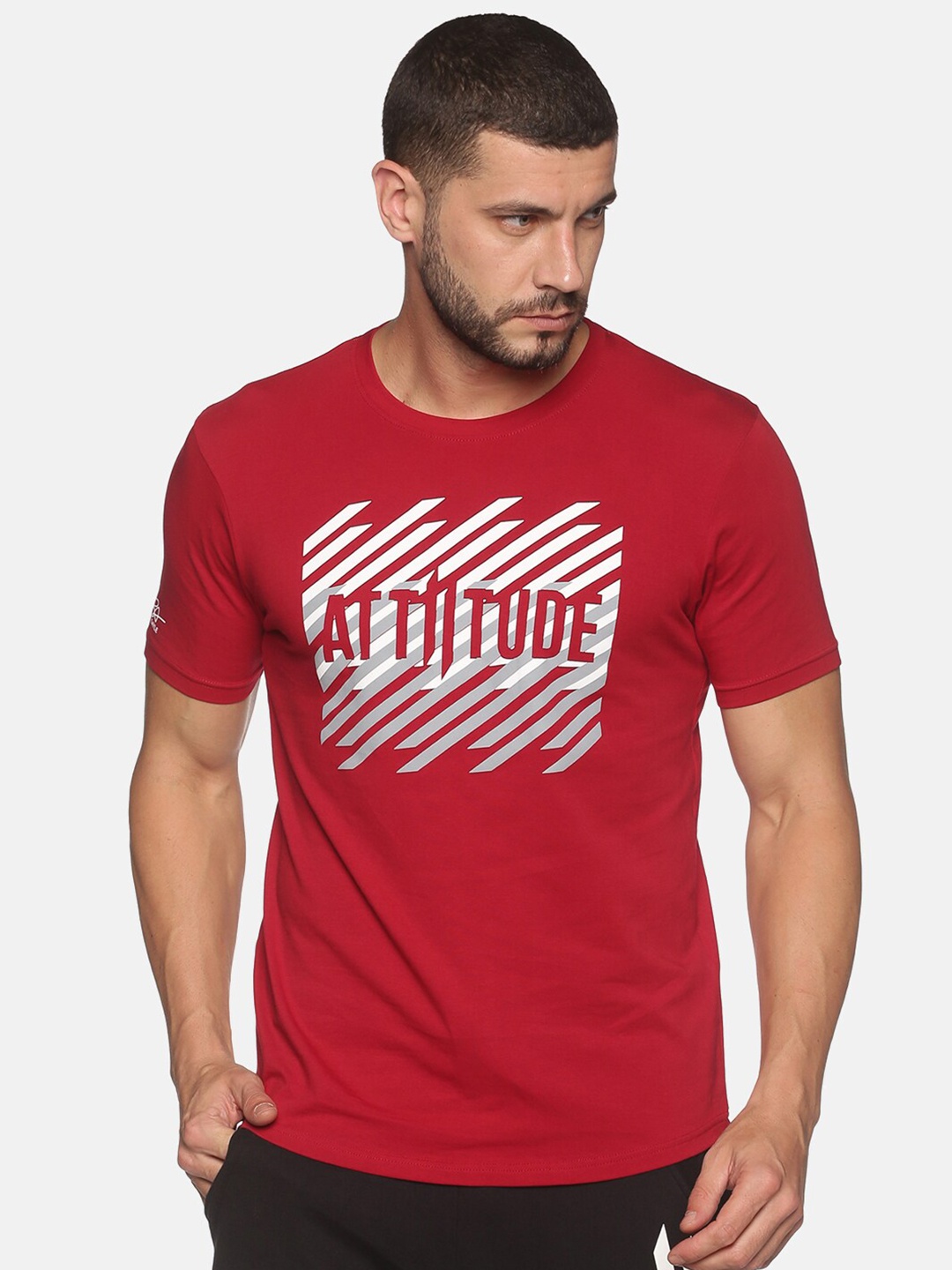 

ATTIITUDE Men Typography Printed ClimaCool Cotton T-shirt, Maroon