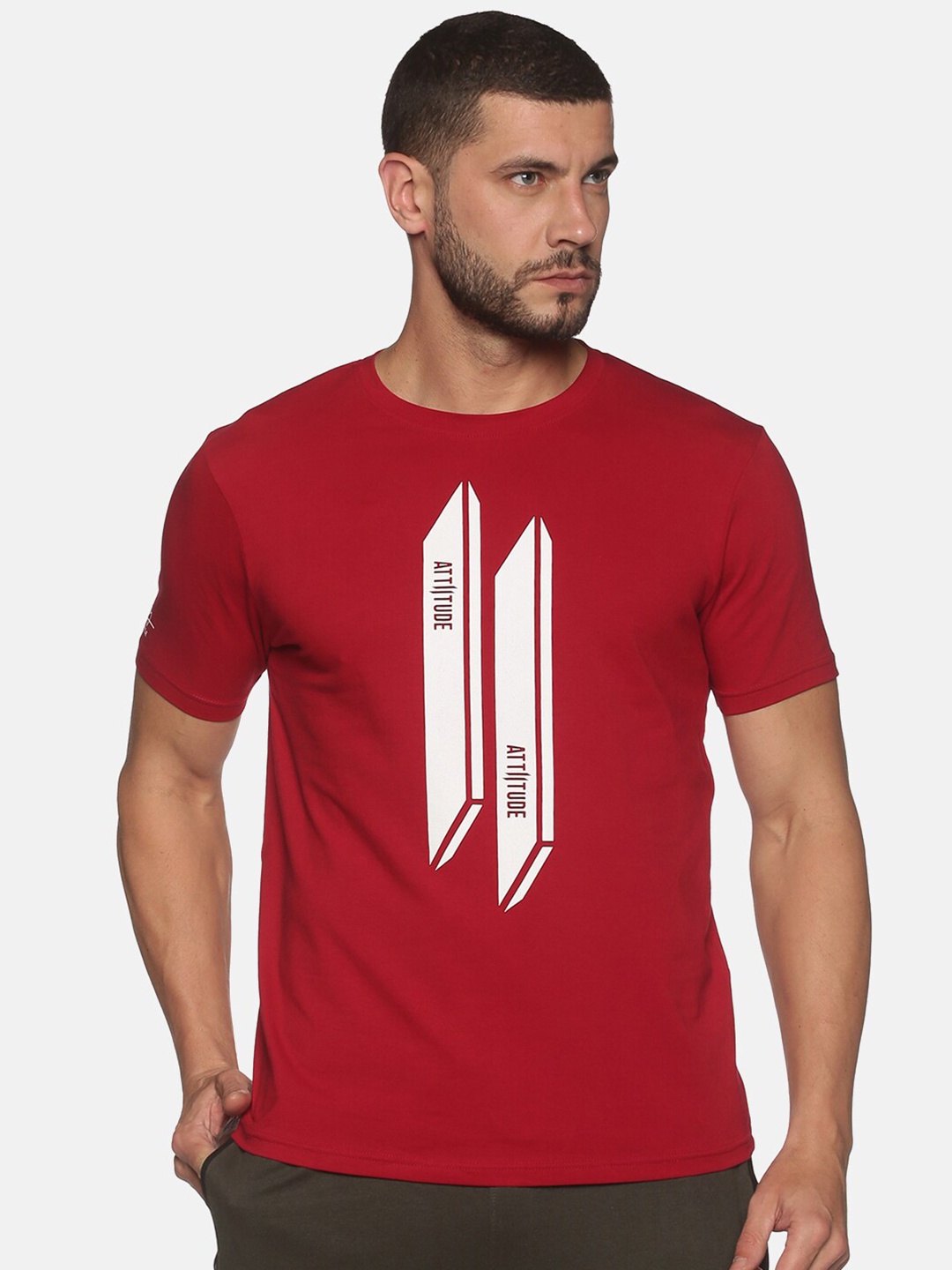 

ATTIITUDE Men Typography Printed ClimaCool T-shirt, Maroon