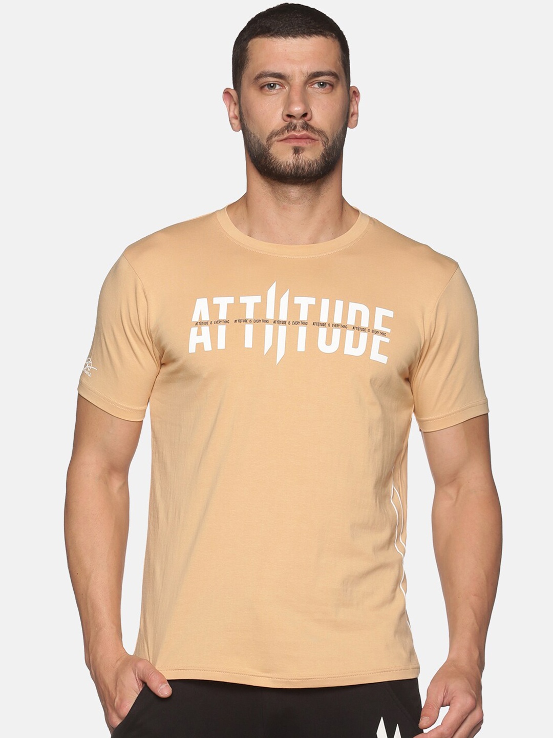 

ATTIITUDE Men Typography Printed ClimaCool T-shirt, Beige