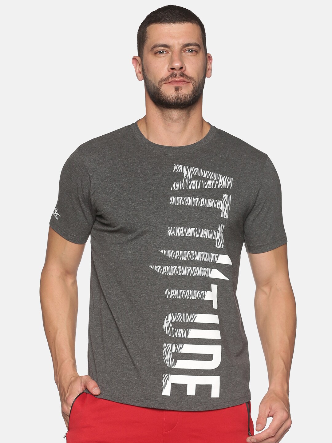 

ATTIITUDE Men Typography Printed Short Sleeve ClimaCool T-shirt, Charcoal