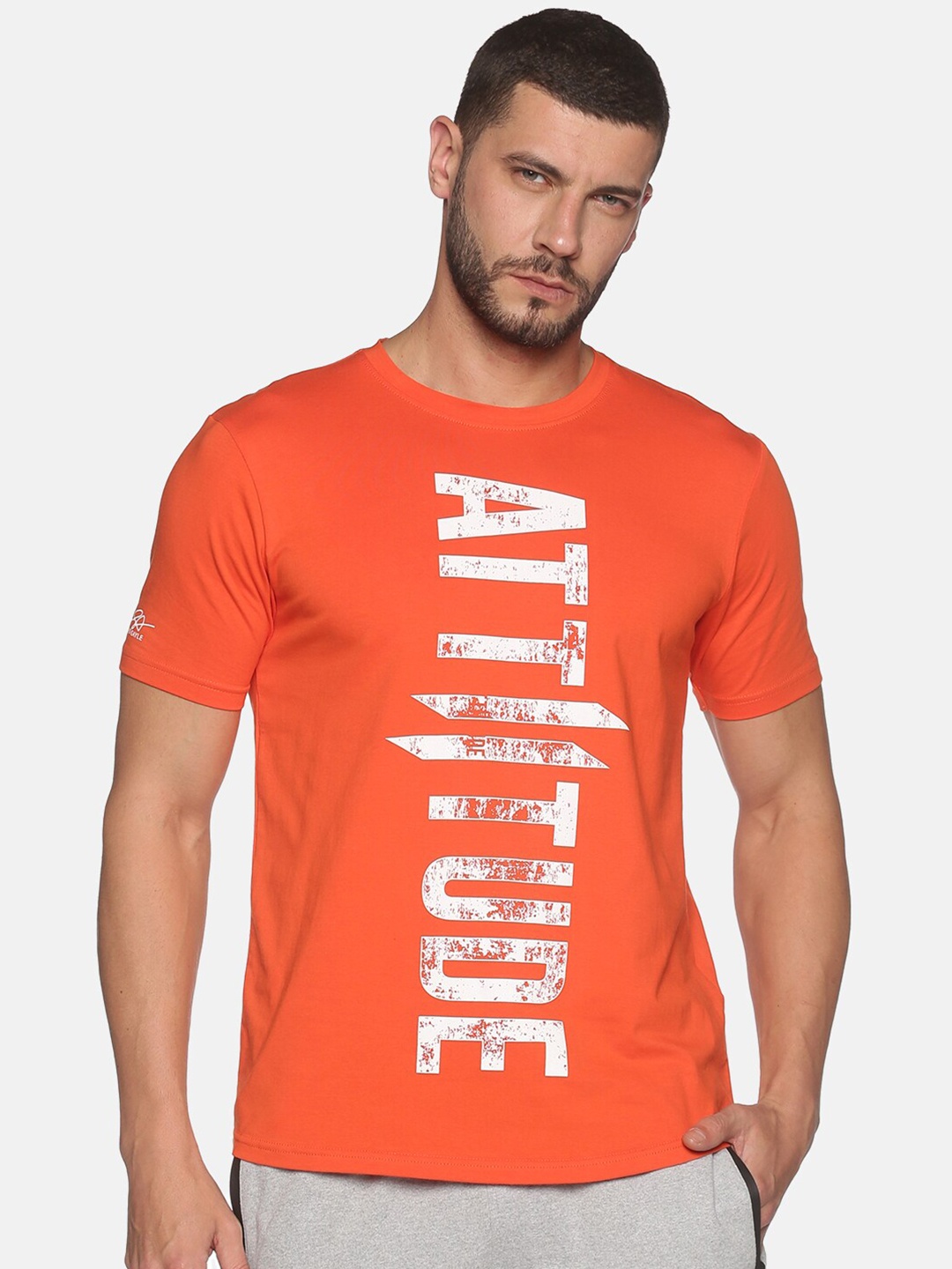 

ATTIITUDE Typography Printed Short Sleeves ClimaCool T-shirt, Orange
