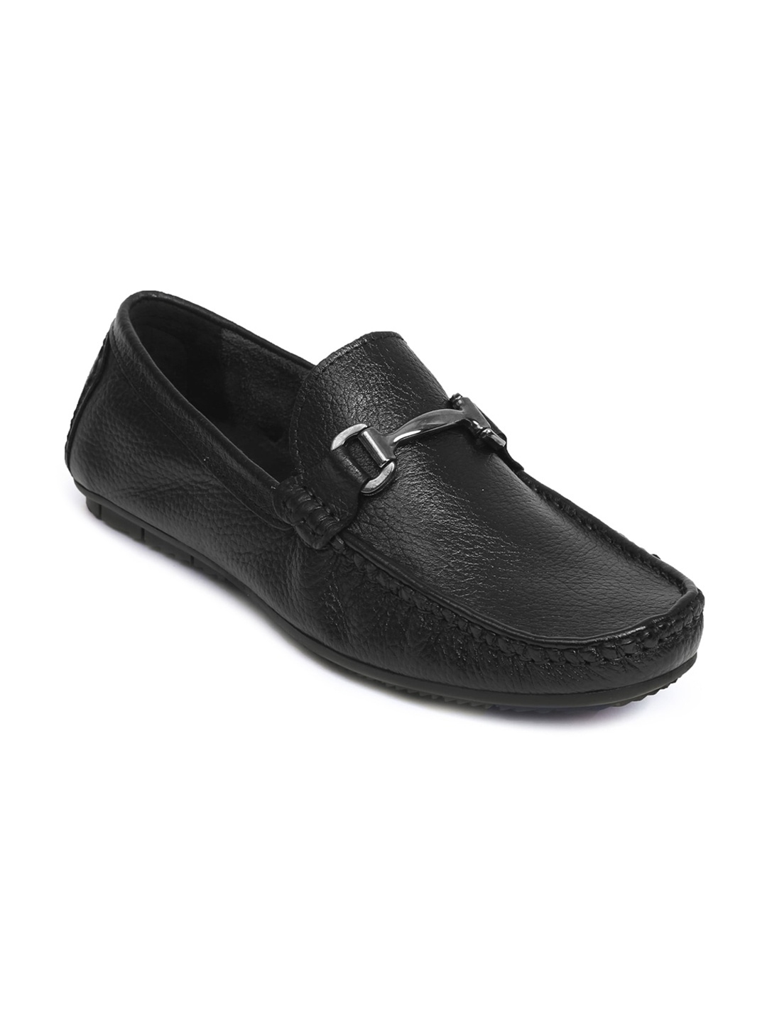 

Zoom Shoes Men Textured Lightweight Leather Loafers, Black