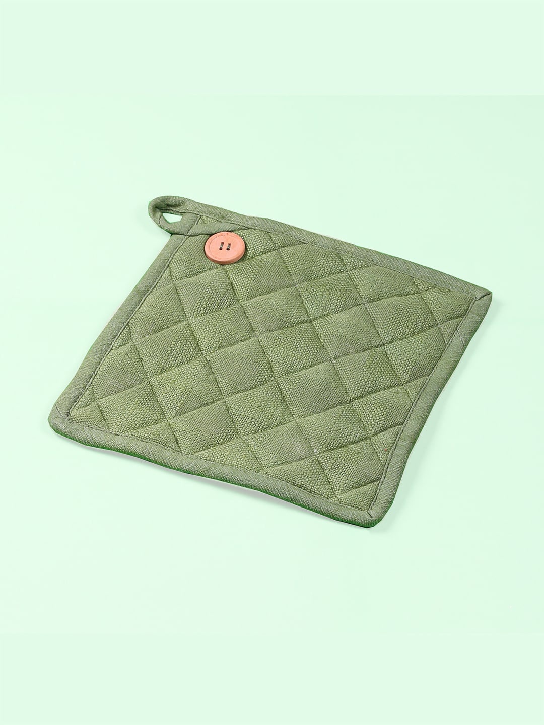 

House This Nelvayal Green Quilted Square Fabric Coasters