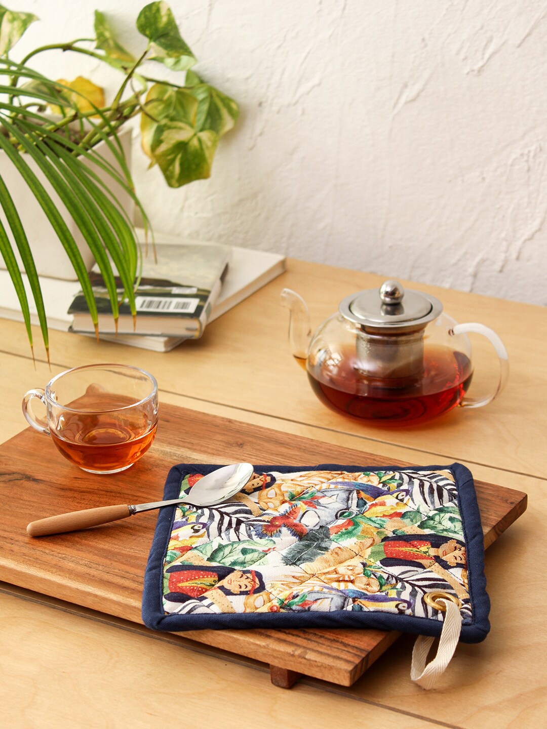 

House This Navy Blue & White Printed Quilted Coaster