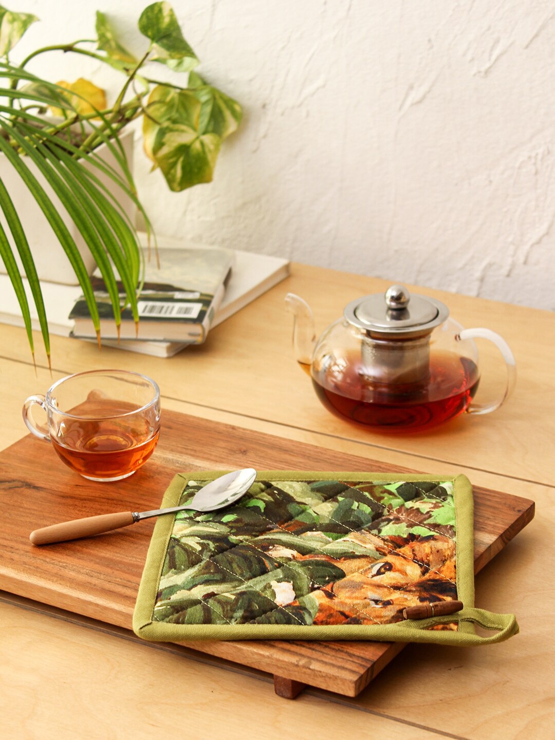 

House This Green & Yellow Printed Fabric Coaster