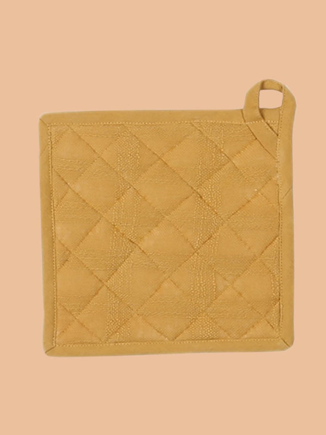 

House This Quilted Pot Holder, Mustard