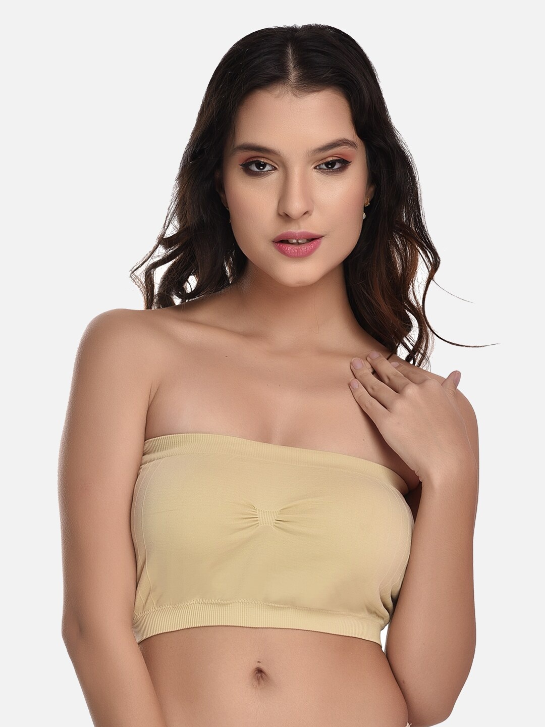 

StyFun Seamless Padded Rapid-Dry Bandeau Bra, Beige