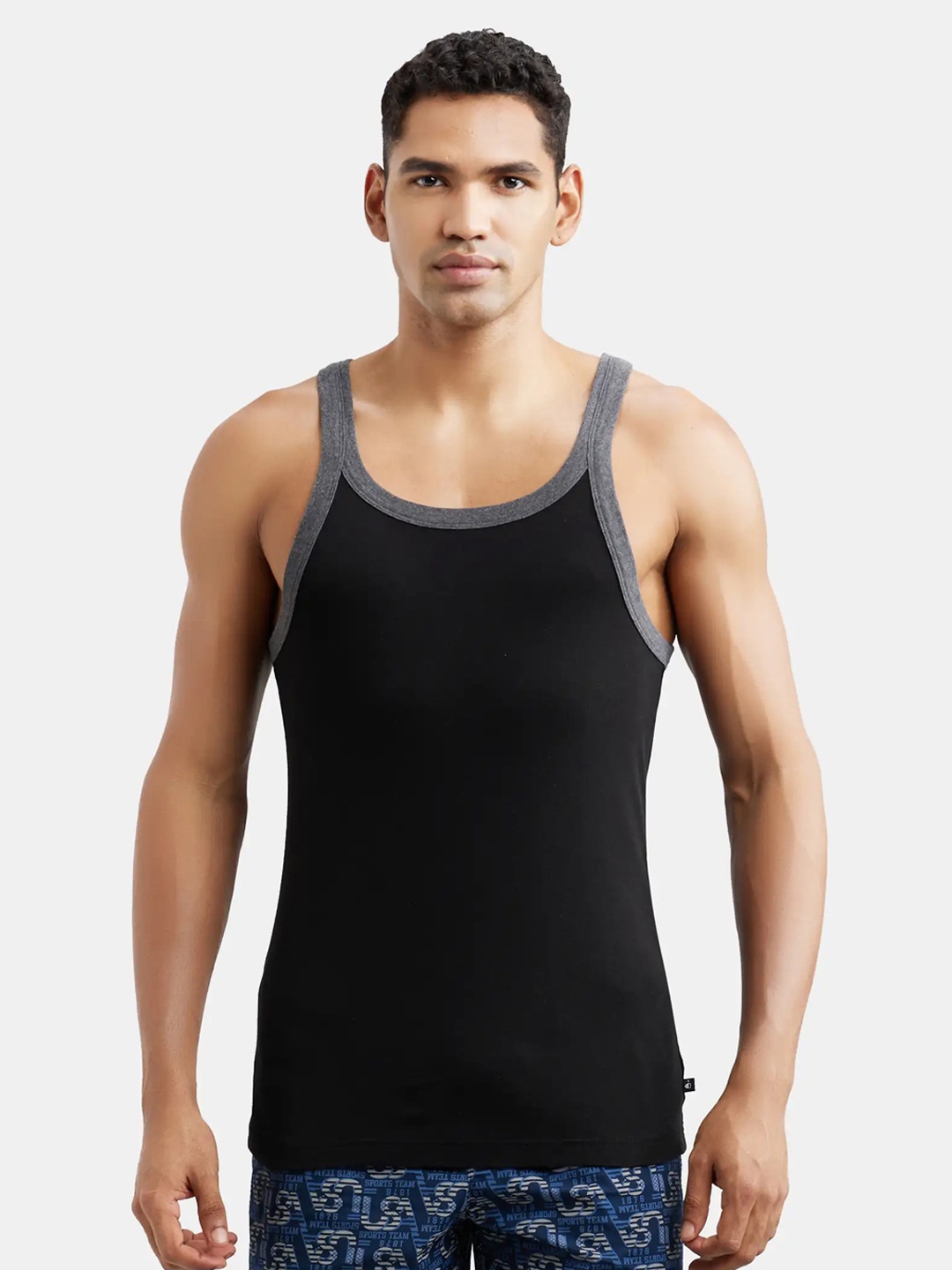 

Jockey Combed Cotton Rib Square Neck Gym Vest-US27, Black