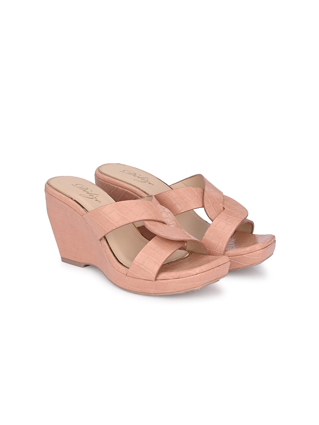 

Delize Vegan Leather Open Toe Wedge Heels, Pink