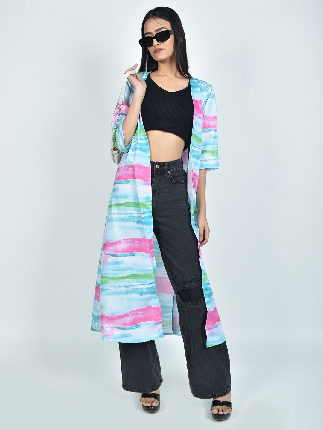

Rajoria Instyle Women Printed Longline Shrug, Green